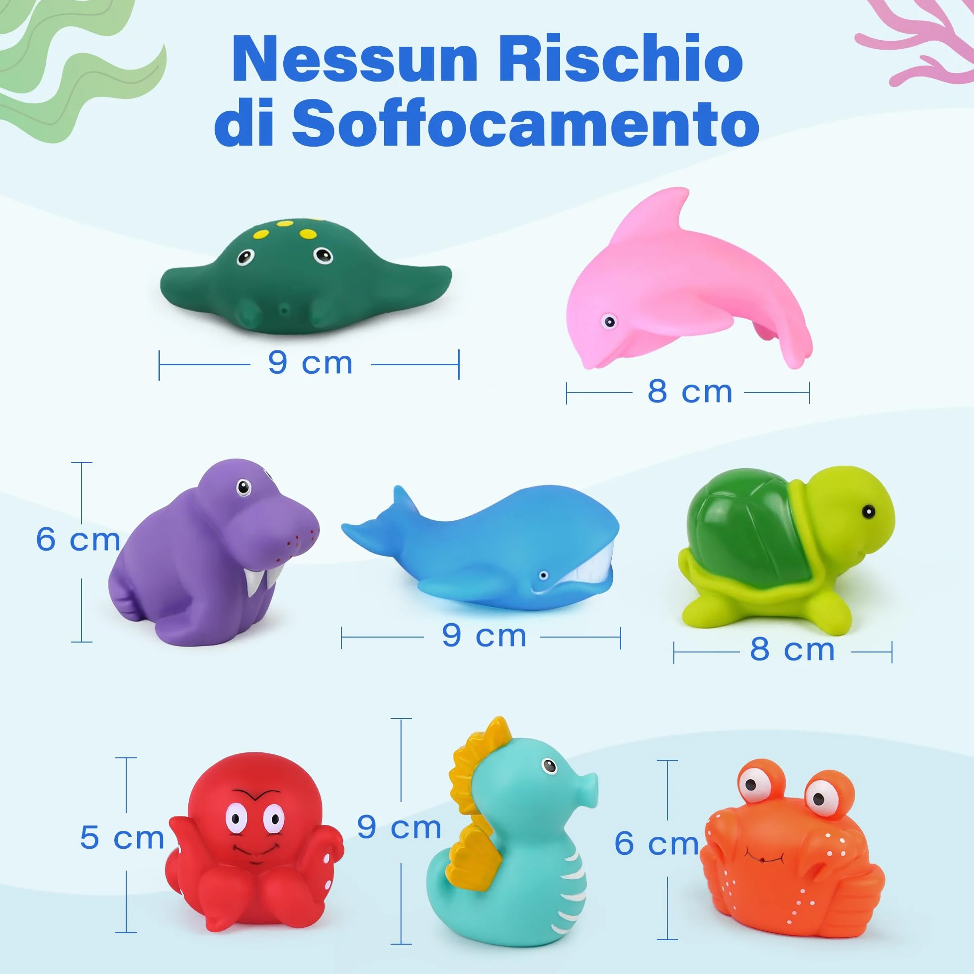 LotFancy Giochi Bagnetto Neonato, 8 Giocattoli da Bagno da 1 a 2 anni, da 3 a 4 anni, Giochi Vasca da Bagno Bambini, Giocattoli Bagnetto Neonato Antimuffa per Bambini