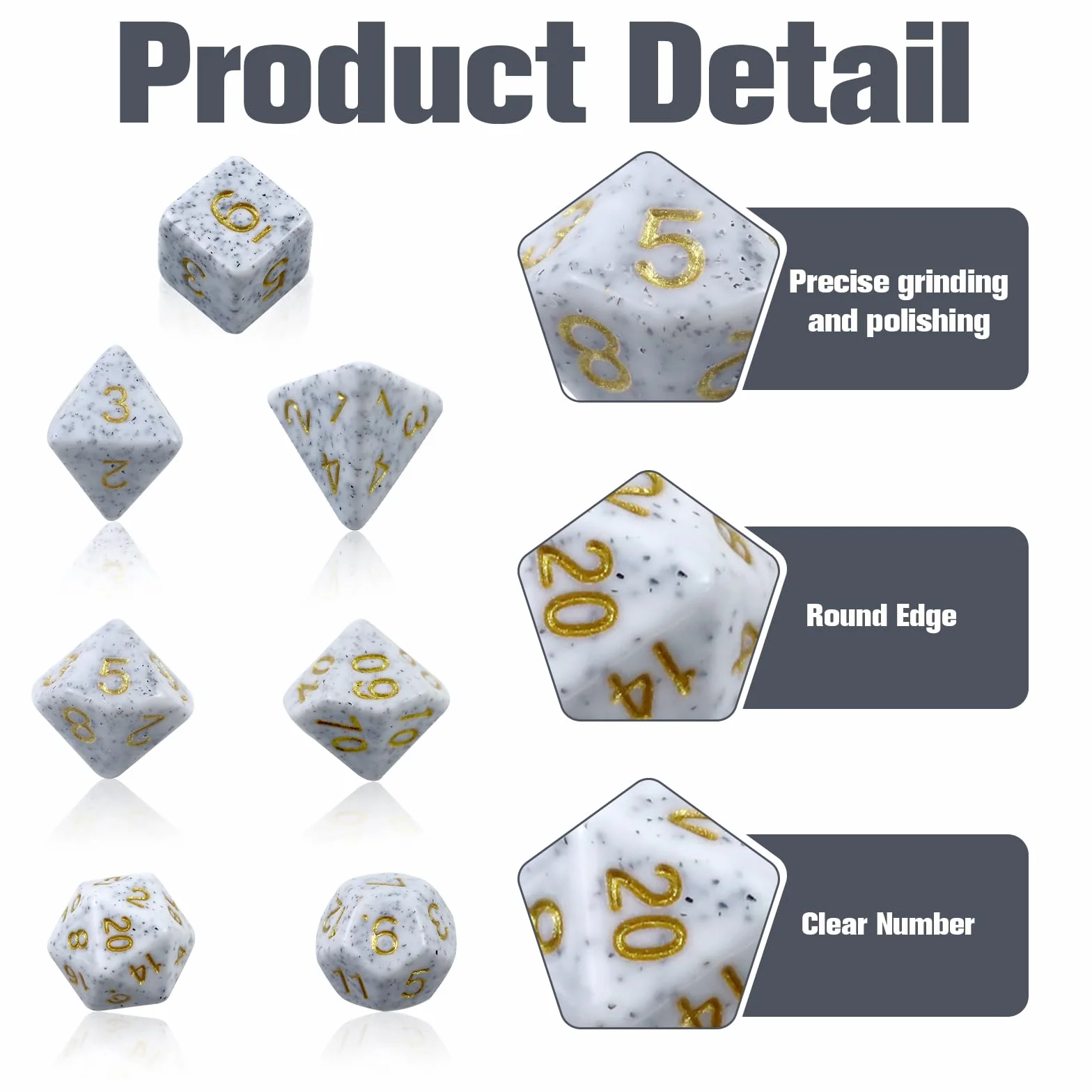 Set di 7 dadi poliedrici, dadi in poliedro con glitter DND Dice per Dungeons & Dragons RPG MTG DND (blu screziato)