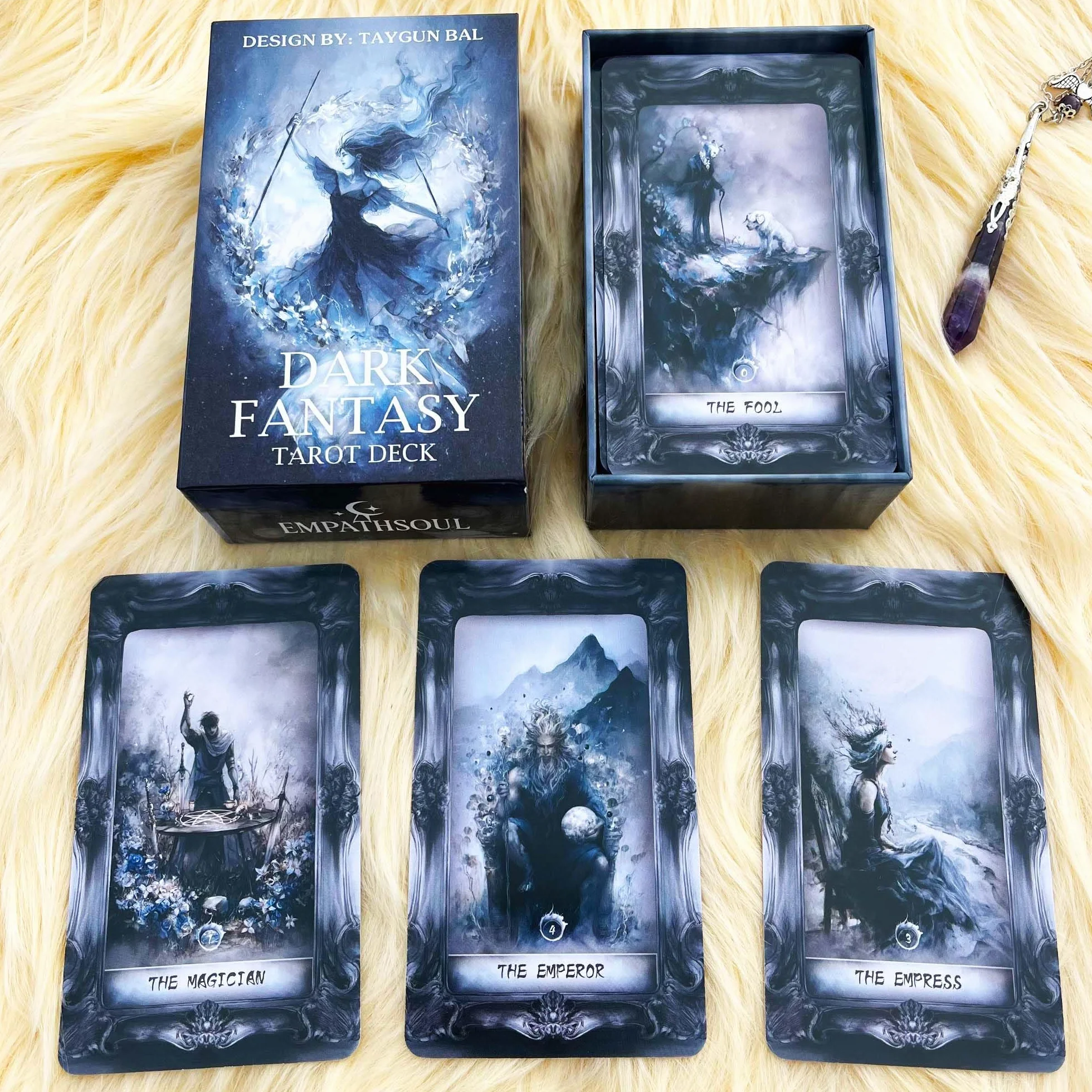 Mazzo di Tarocchi Dark Fantasy 78 carte gotiche con guida per principianti gioco di divinazione ombra e luce