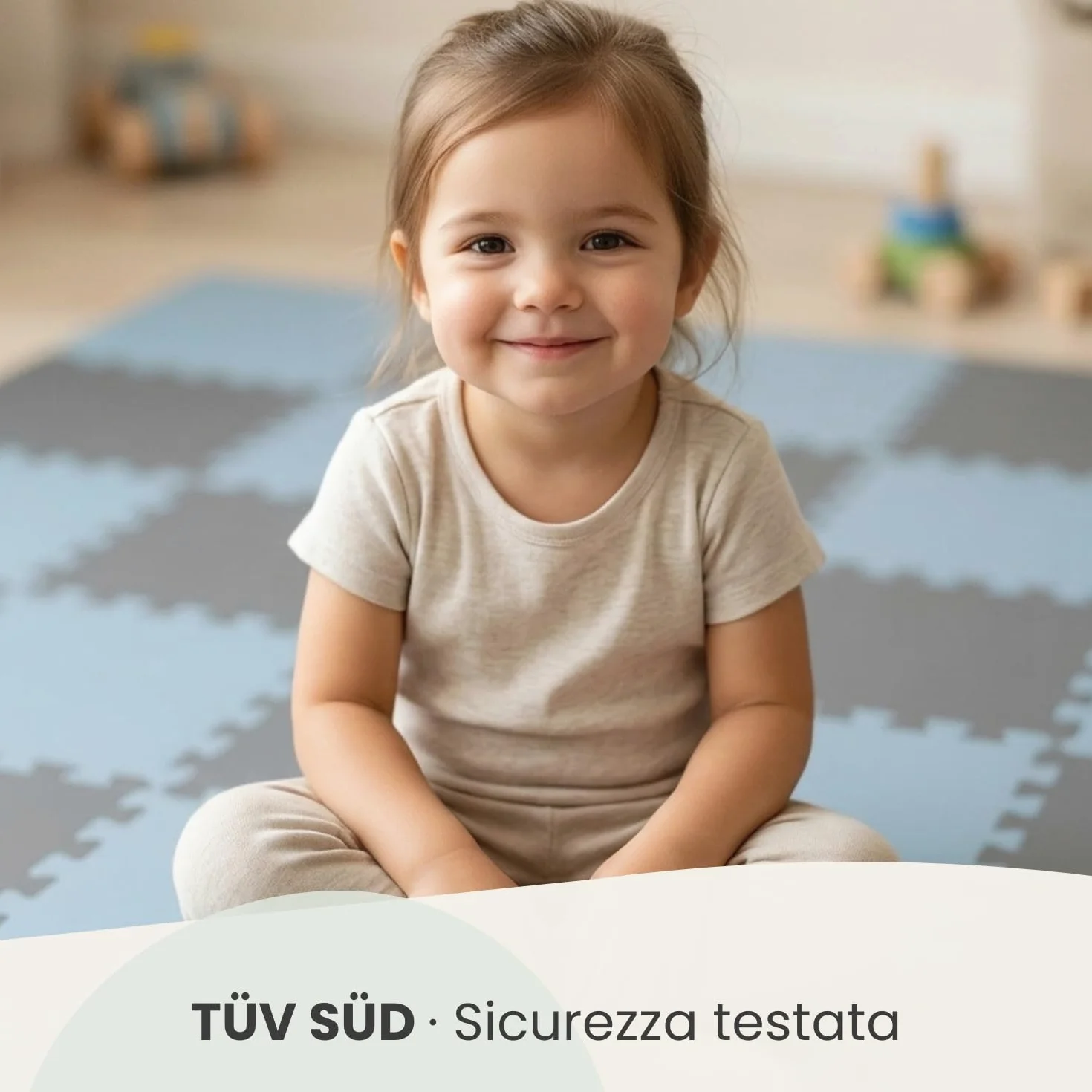 LittleTom 18 Pezzi Tappeto Puzzle per Bambini - Certificato TÜV - Piastrelle EVA con Bordi 30x30 cm - Pavimento Morbido e Antiscivolo - Superficie Puzzle Protettiva per la Cameretta e Gioco a Terra