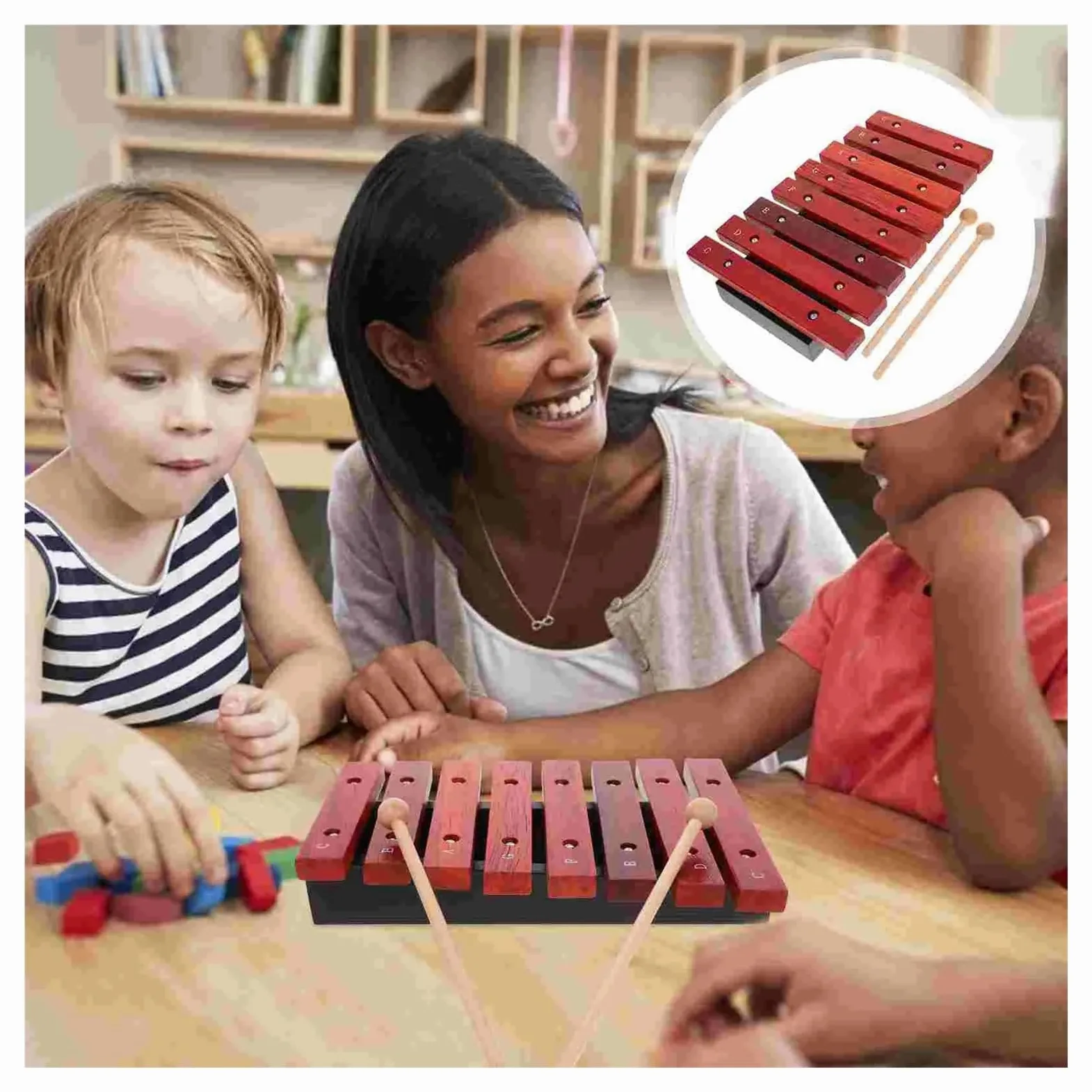 Eight Note Wooden Xylophone | Strumento musicale 8 note I suoni di percussioni creano melodie
