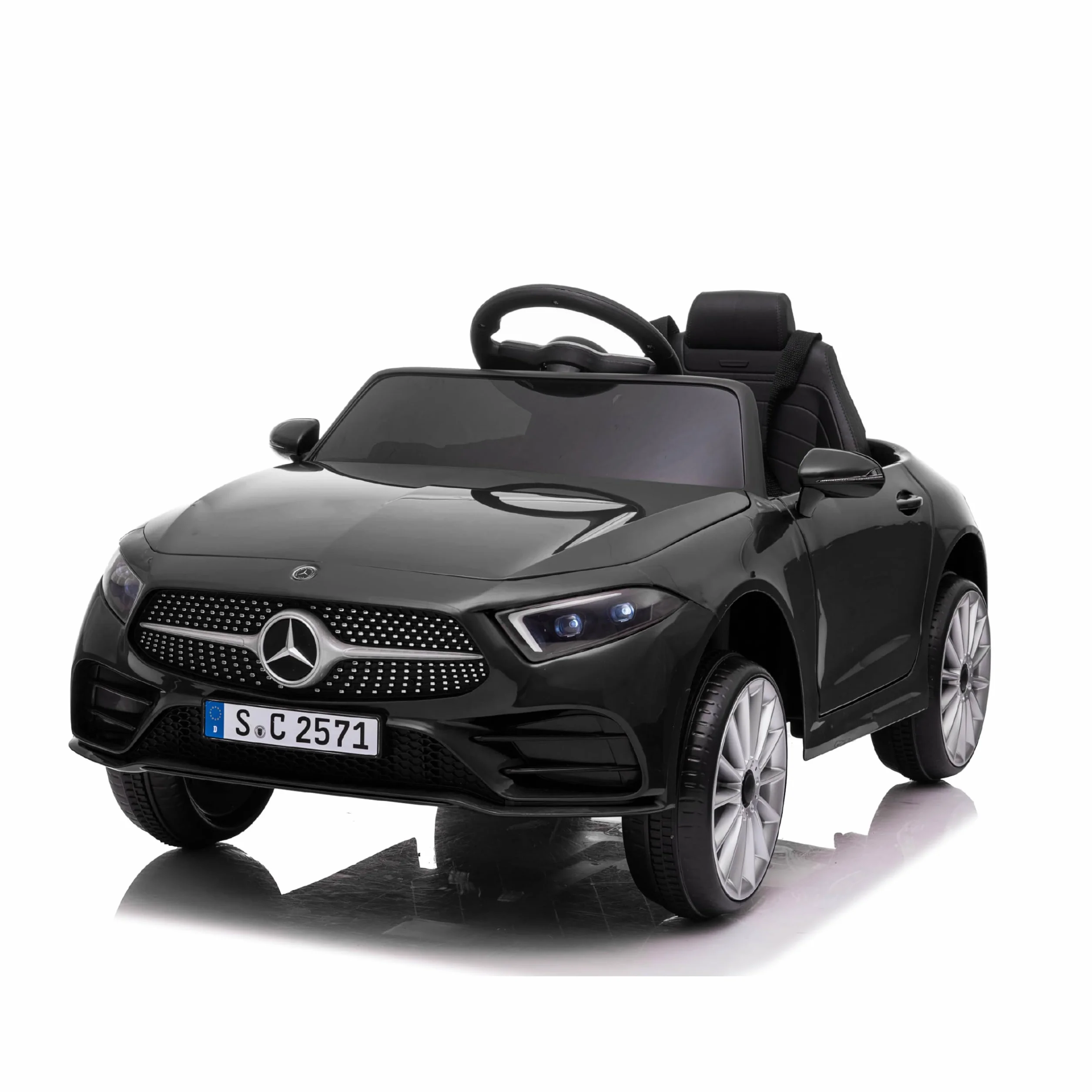 Baroni Toys Macchina Elettrica per Bambini Mercedes AMG Baby car Elettrica Full Optional Nera, Auto Telecomandata con Sedile in Plastica e Porte Apribili, Battera 12V, Carico fino a 30 Kg