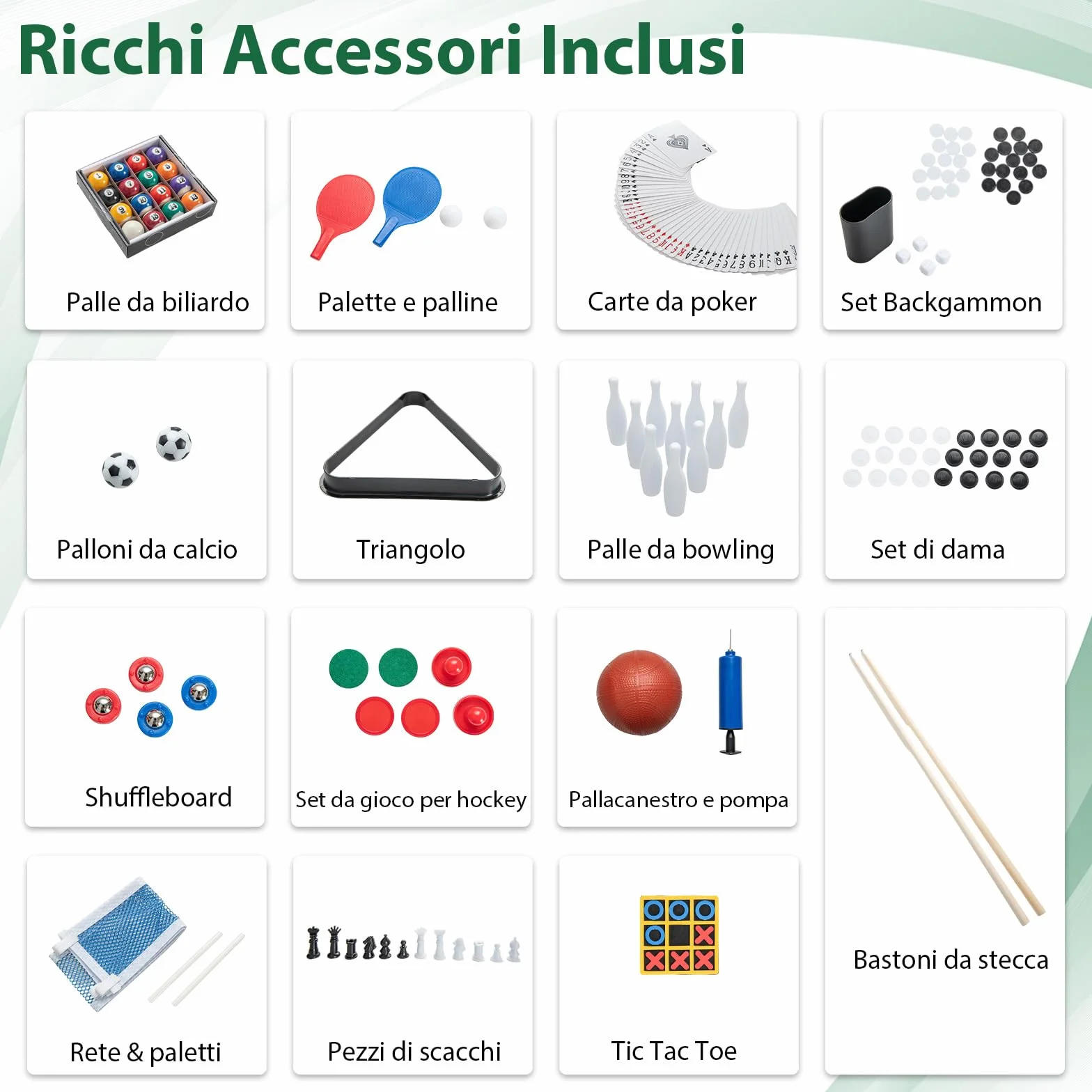 RELAX4LIFE 14 in 1 Multifunzionale Tavolo da Gioco, Biliardo Ping Pong Basket Calcetto Bowling Shuffleboard