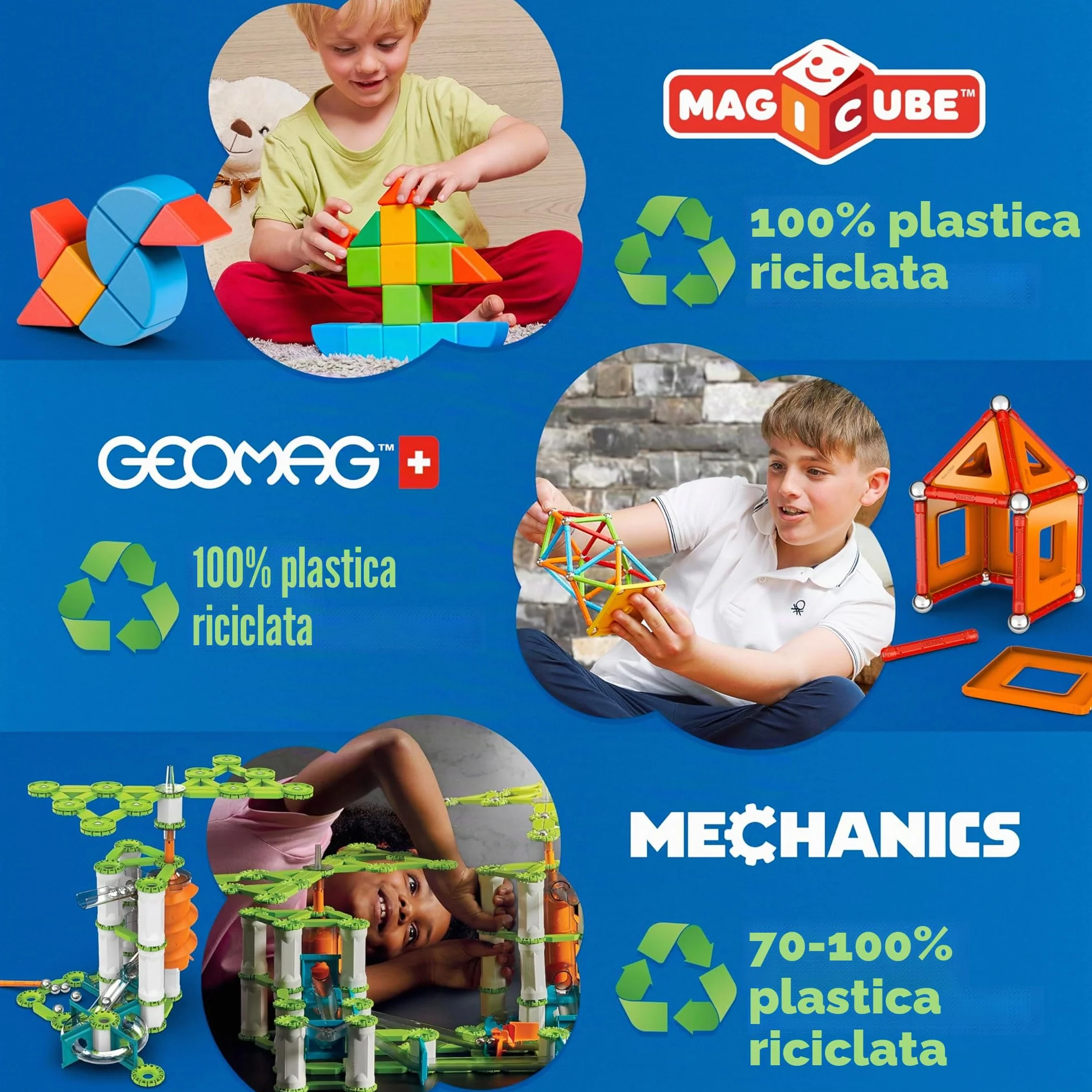 Geomag Mechanics Gravity Race Track 67 Pezzi Gioco Educativo Costruzioni Magnetiche