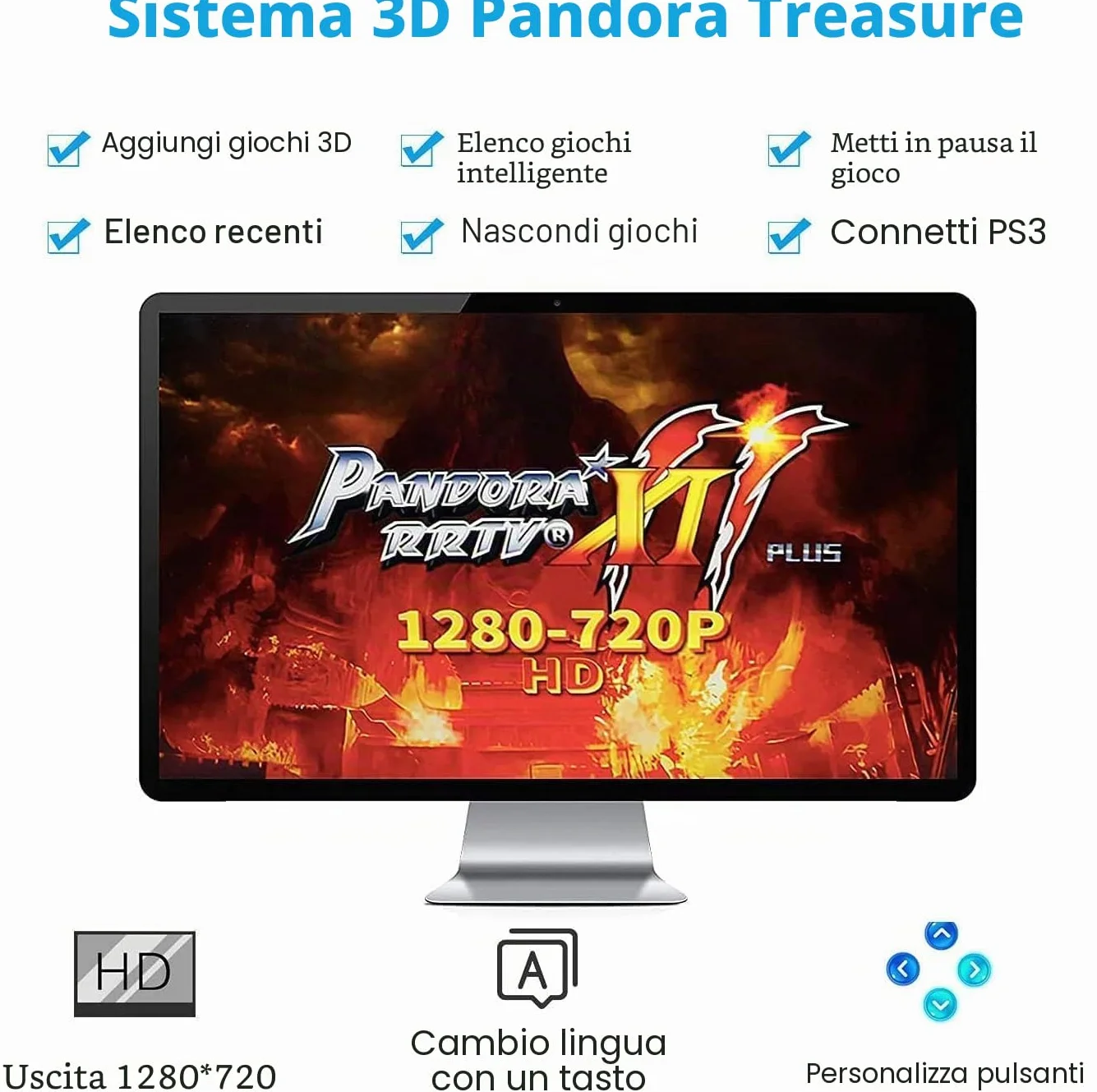 3D 28.900 Giochi Arcade Game Console. Arcade Retro, Ricreativa Arcade Macchina Giochi Retro,Include 2D e 3D Gioco