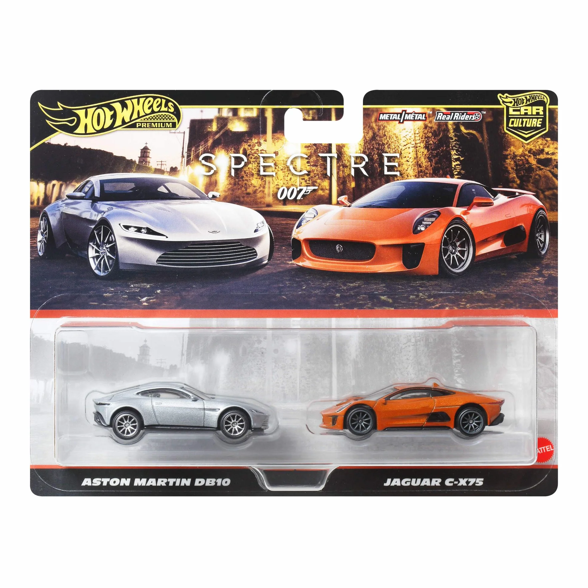 Hot Wheels Premium - Jaguar CX75, set da 2 veicoli Car Culture in scala 1.64, con pneumatici Real Riders e telaio in Metallo, giocattolo per collezionisti, 3+ anni, JBL04