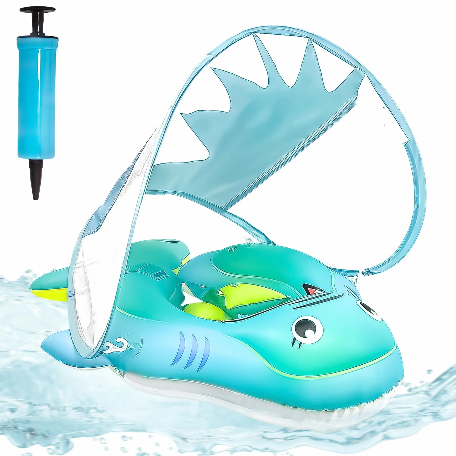 Salvagente Neonato con Parasole, Baby Float Gonfiabile per Neonati 3-72 Mesi, Galleggiante Piscina con Cinture di Sicurezza & Camere d’Aria, Protezione UV per Mare e Piscina