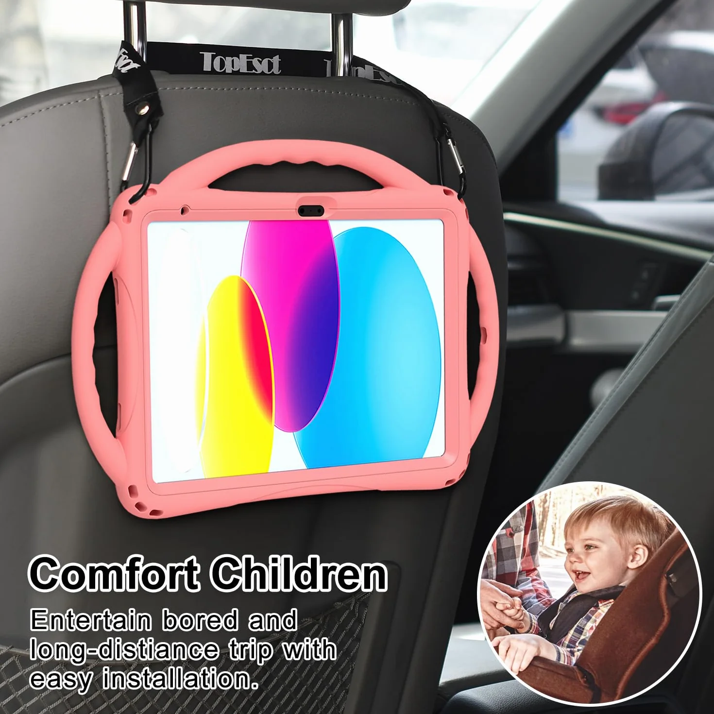TOPESCT Custodia per bambini per iPad A16 di 11a/10a generazione (2025/2022) 11"/11", realizzata in silicone adatto ai bambini, con protezione schermo integrata, custodia antiurto con supporto per