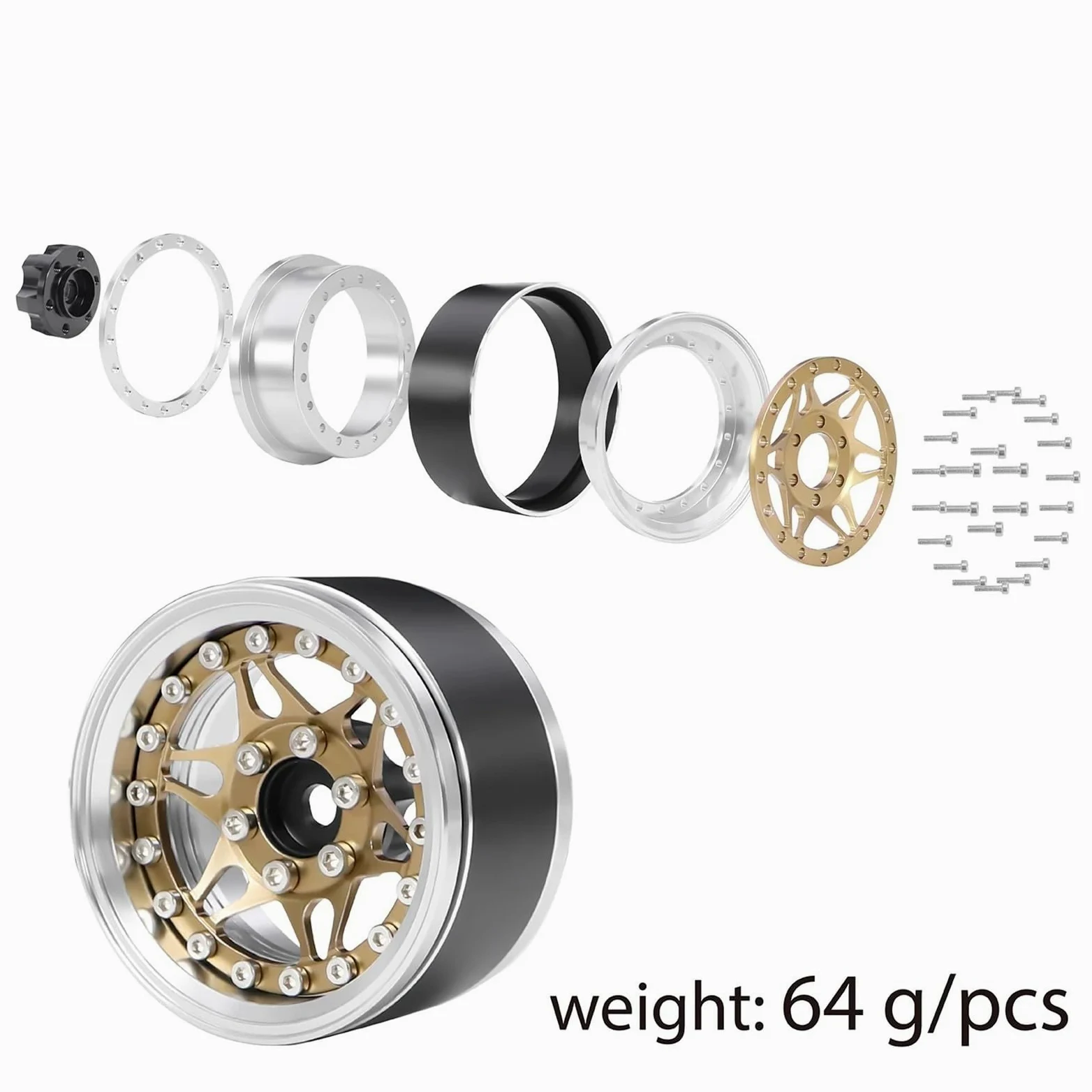 Per TRX4 Per TRX6 Per Axial SCX10 Per Redcat GEN8 D90 1/10 Parti Automobili RC 1.9 Pollici CNC Ruote Beadlock Cerchio Offset Regolabile Ricambi Modellini RC