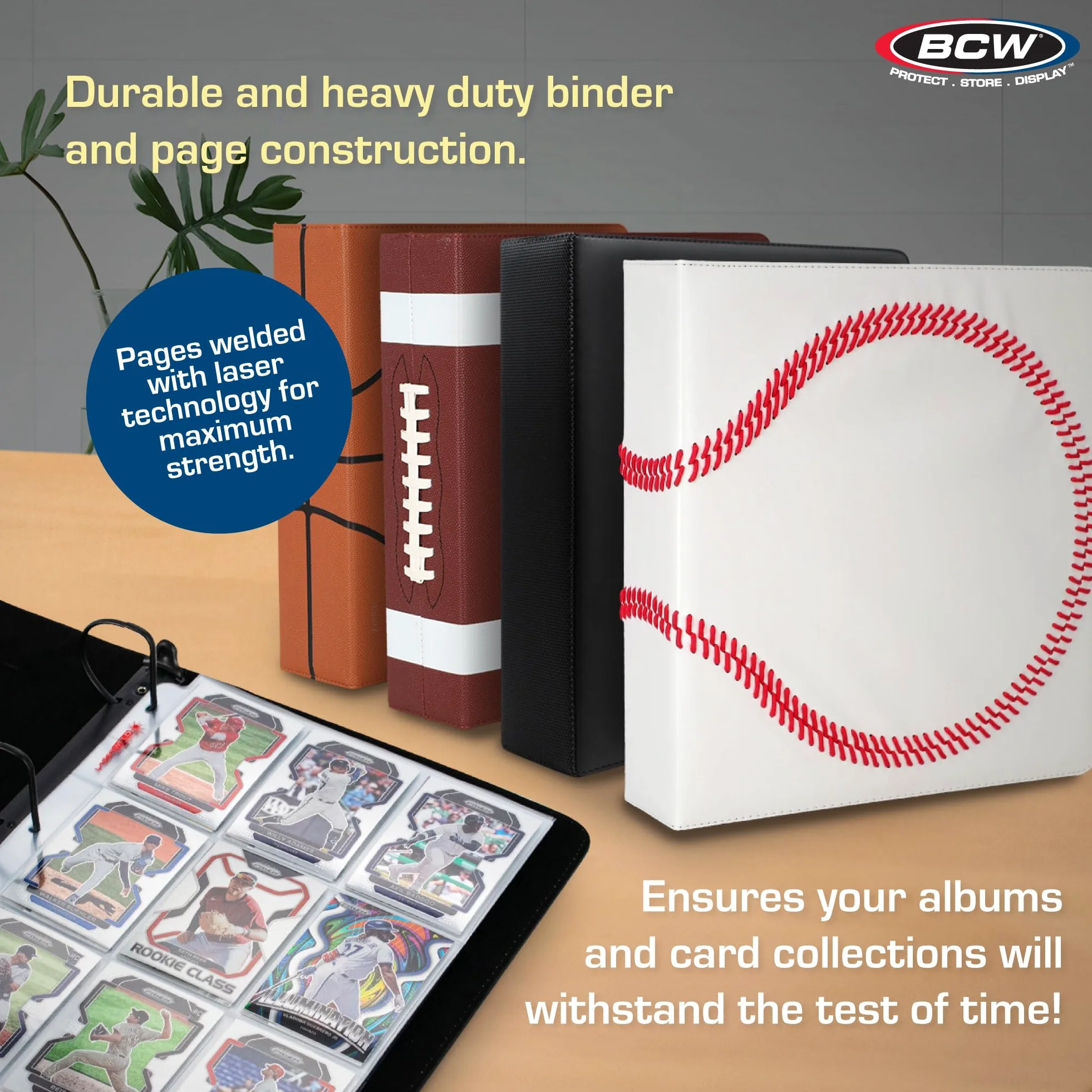 BCW Album da collezione sportivo da 7,6 cm, con 9 pagine tascabili LaserWeld, con 9 tasche, scatola da 100 pagine, raccoglitore di alta qualità con pagine ultra piatte e trasparenti, ideale per