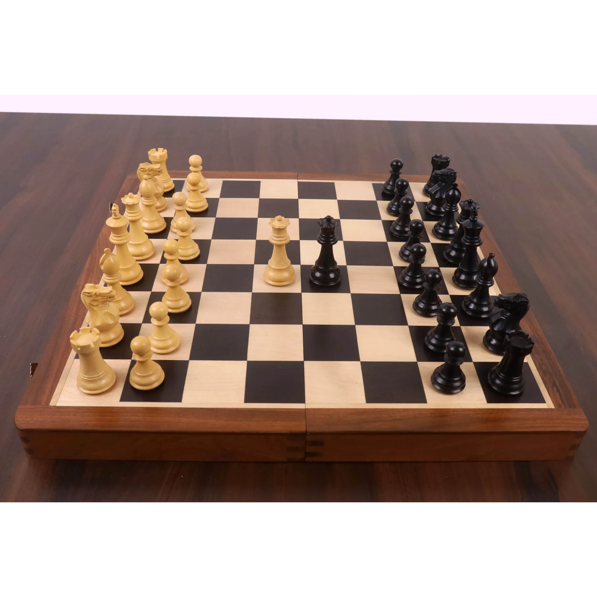 Royal Chess Mall- Set di scacchi da viaggio magnetico della serie Premier da 16 pollici- Scacchiera in legno di ebano e acero con pezzi in bosso ebanizzato