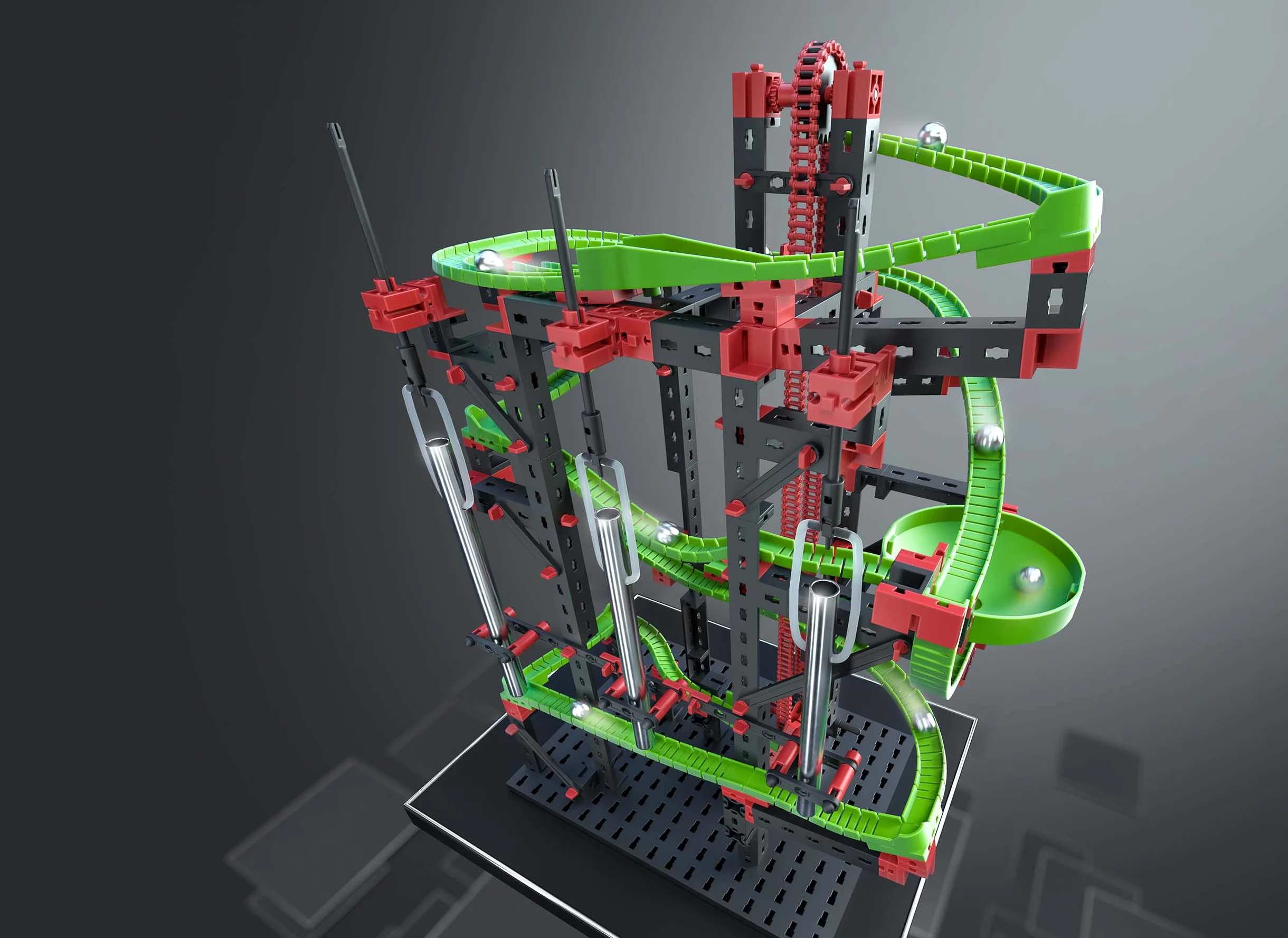 fischertechnik Dynamic M, pista per biglie sonora 7+ anni, 4 modelli | Pista per biglie versatile per bambini 533872, gioco di costruzioni con tubi sonori e binari flessibili
