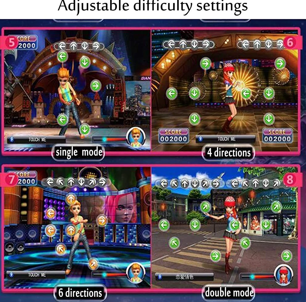 Yjtwt Dance Mat Doppi/Tappetino da Ballo Doppi Wireless,Tappetino da Gioco in Schiuma Insonorizzazione Tappeto Musicale Morbidi Per Adulti/Bambini TV HD Computer Uso Doppio