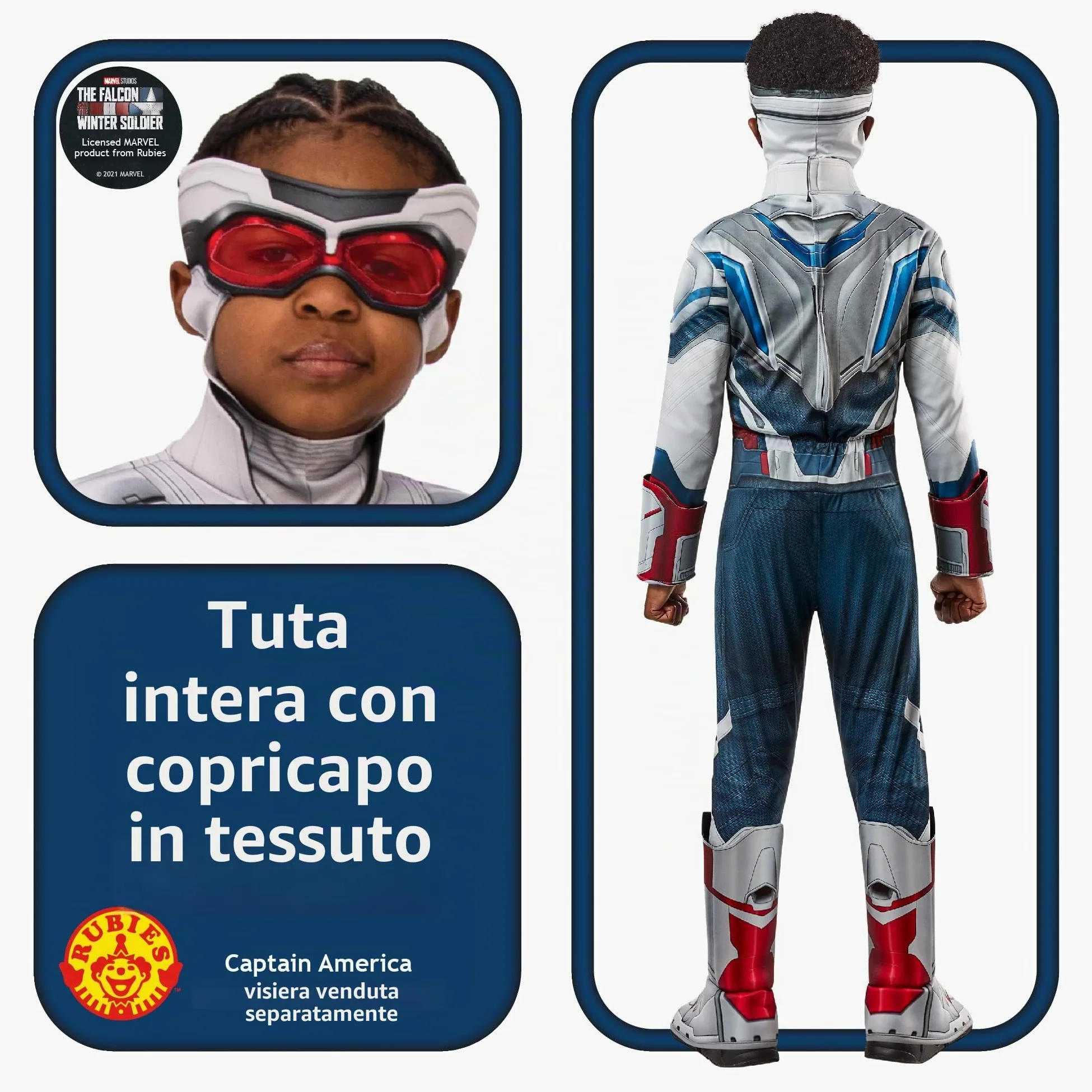 Rubie's Marvel: The Falcon And The Winter Soldier Captain America Deluxe Costume Costume Bambini e ragazzi