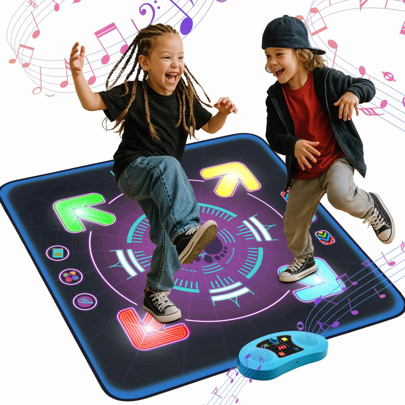 Tappeto Musicale Ballo Bambini con Luci, 3 Modalità, Volume Regolabile, Regalo Compleanno Natale 4-10+
