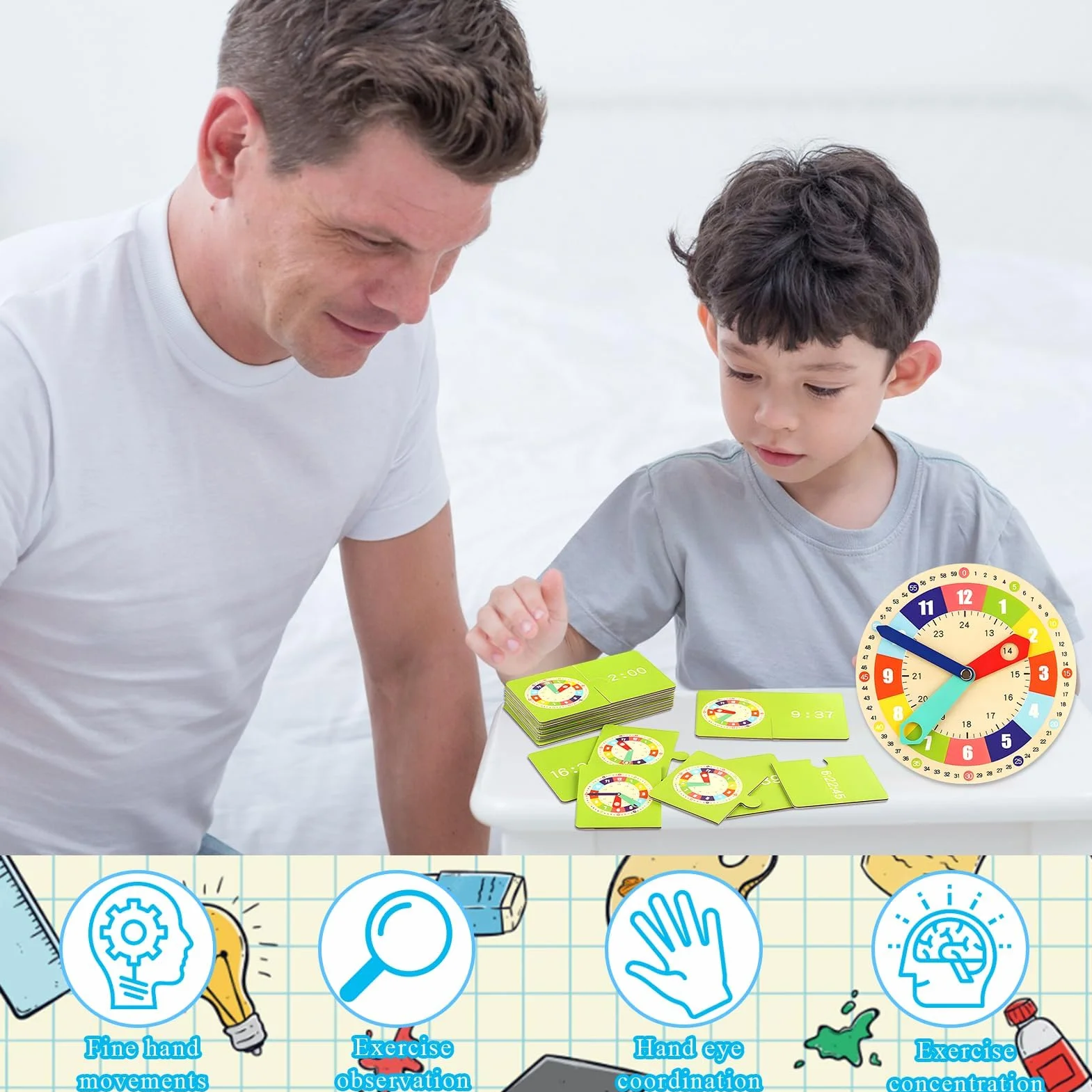 Orologio Didattico Montessori,Orologio per Bambini,Orologio Didattico per Bambino,Orologio per Imparare a Leggere L'ora,Educativo e Montessori,Apprendimento Precoce,Regalo Didattico