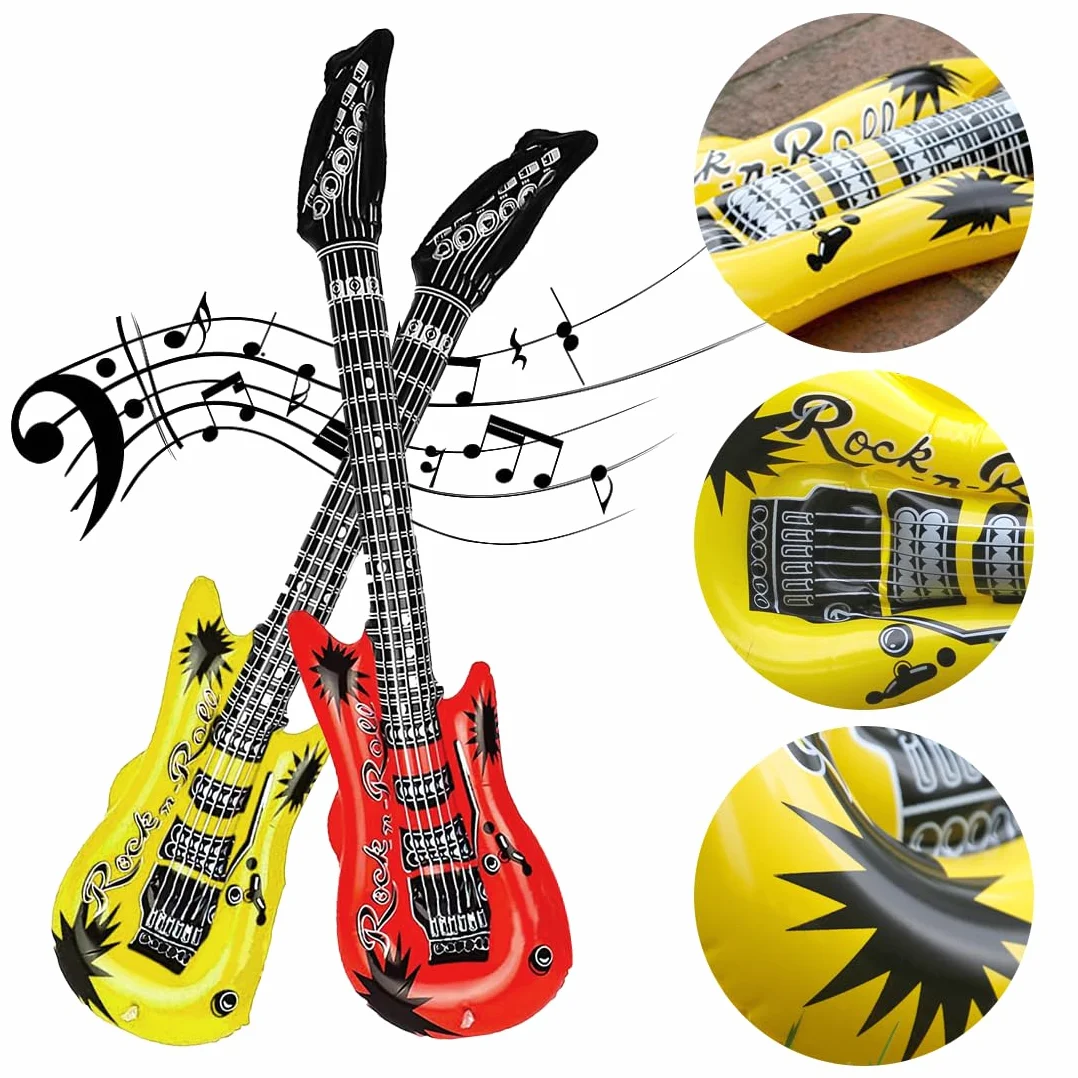 Chitarra Gonfiabile 53cm 6 Pezzi Strumenti Musicali Gonfiabili per Carnevale Compleanno