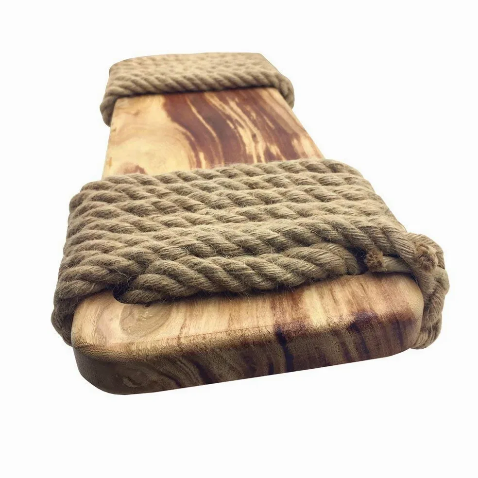Aoneky Altalena Legno da Giardino 60x20x3cm, con Corda 3,7M, Carico Massimo:160KG -Sedile da Altalena per Bambini e Adulti su Albero Esterno (Paulownia Round)