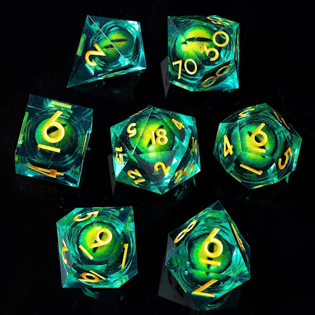 Dungeon Set di Dadi Occhio Di Drago Rotante, 7 Pezzi Poliedrici per D&D, Dungeons And Dragons, DND, Dungeon Master, Giochi di Ruolo