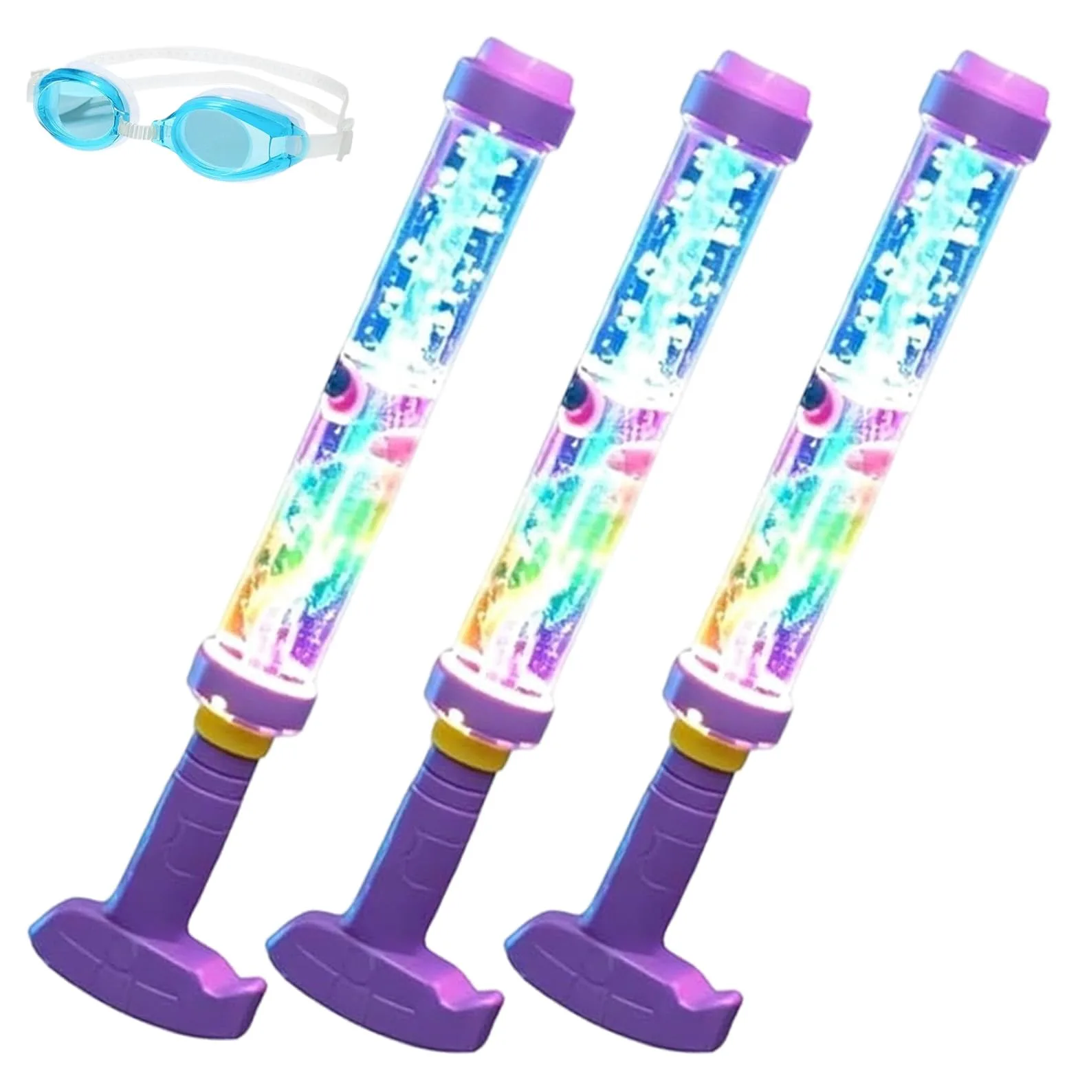 Blaster ad acqua a LED arcobaleno incandescente, spara fuochi d'artificio, divertimento estivo che si apre come per magia, pistola ad acqua arcobaleno per feste in piscina all'aperto giochi d'acqua