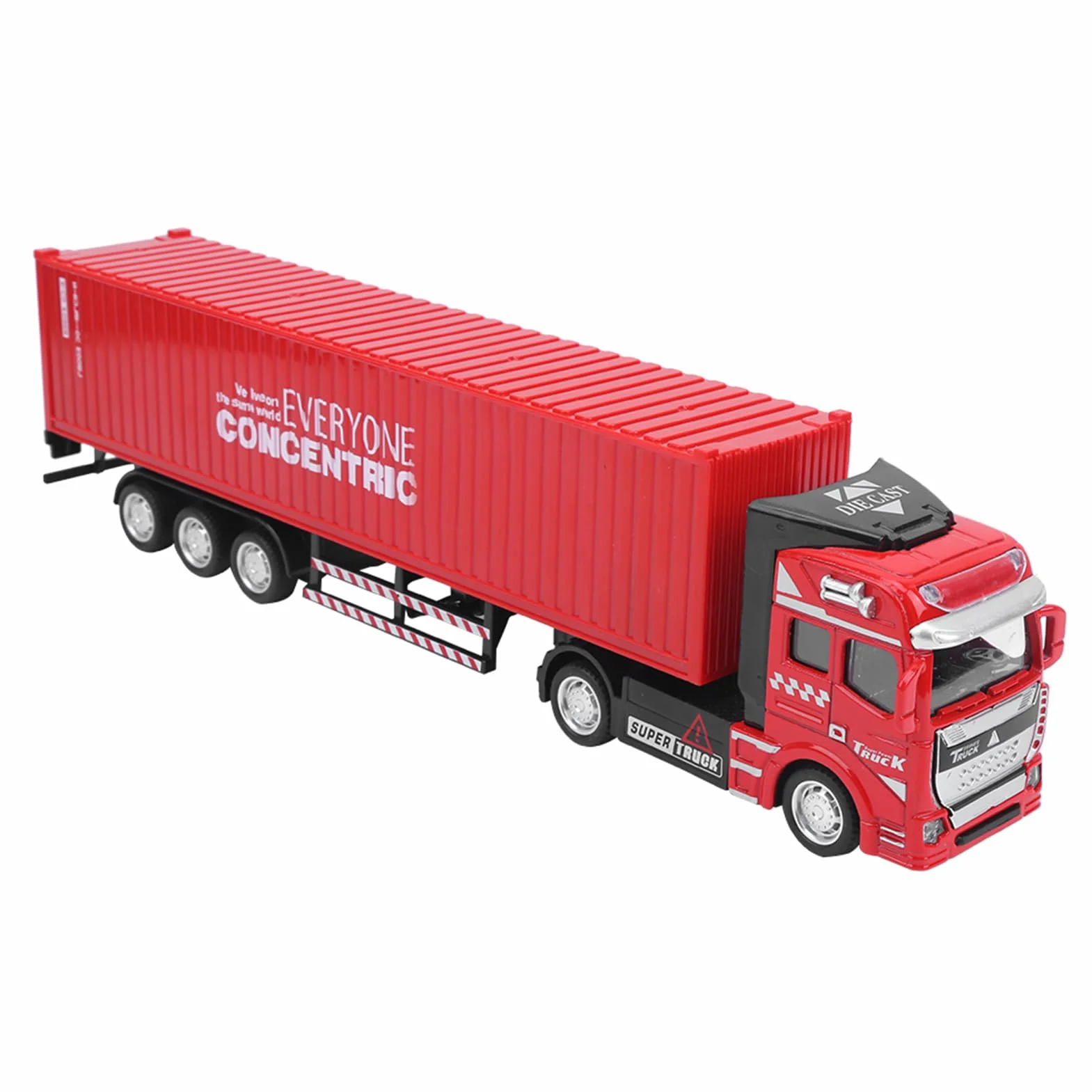 48 Modello Camion Portacontainer Lega Giocattolo con Trazione e Carrozzeria Rimovibile Rosso