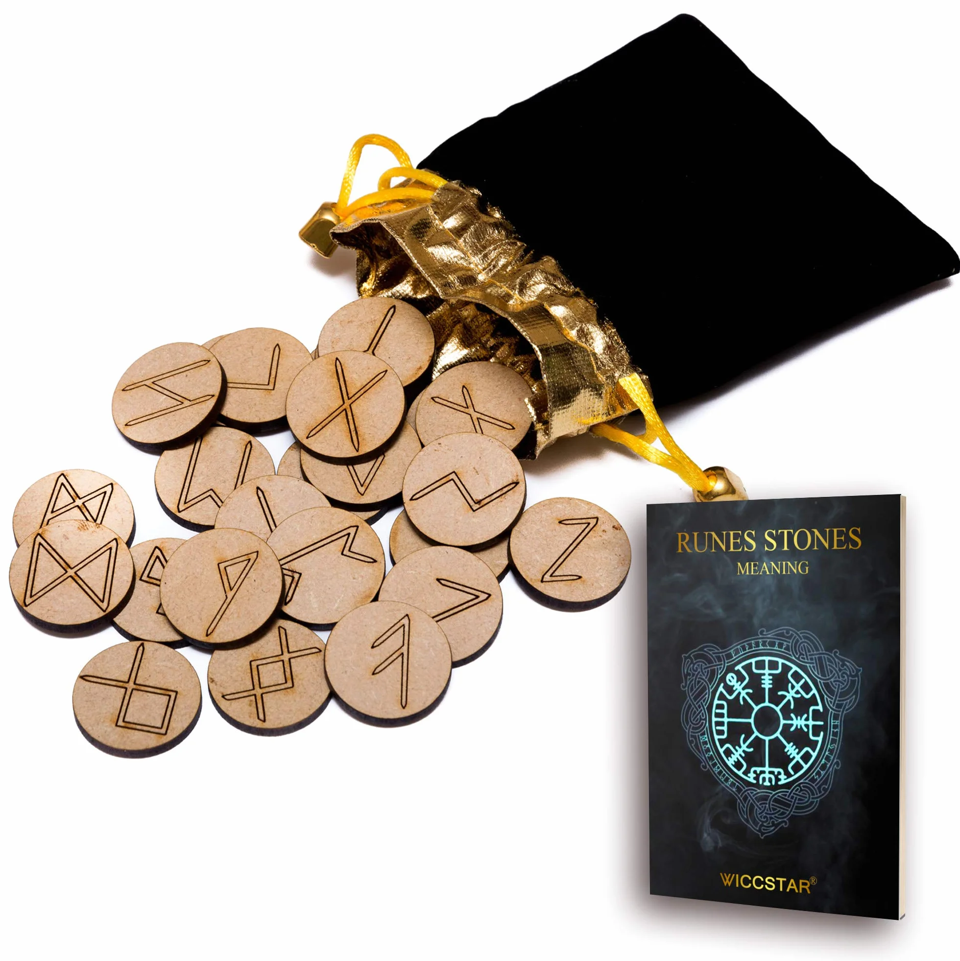 25 Rune Pietra celtiche Stone Set Borsa con Layout & Rune celtichecato Pergamena (in Inglese)