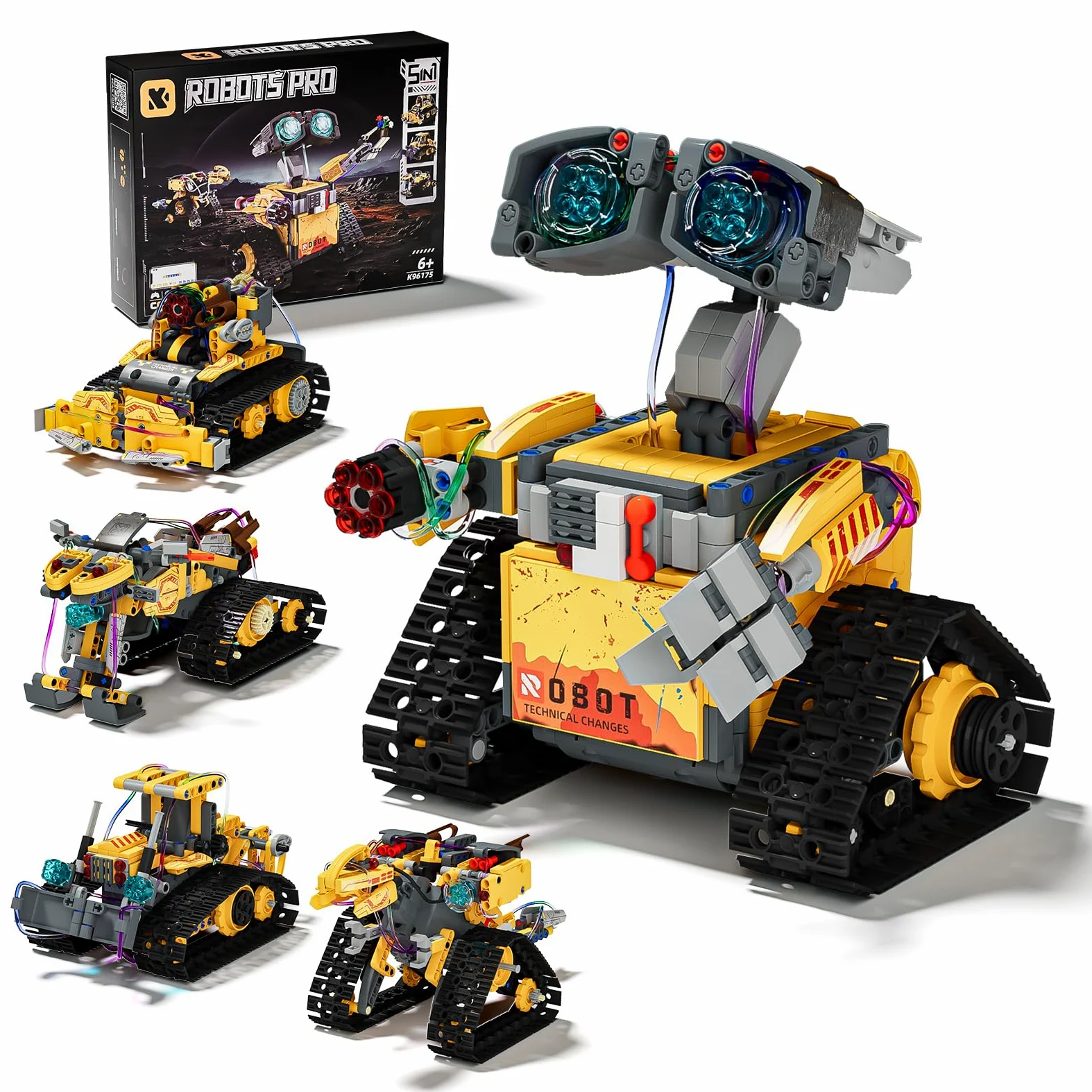 ZWOOS Technic Robot per Bambini, 5 in 1 Set Robotico Programmabile con App e Telecomando, Rotazione a 360° & Luci Incantevoli, Robot Telecomandato pour Garçons et Filles âgés de 6 à 12 Ans et Plus