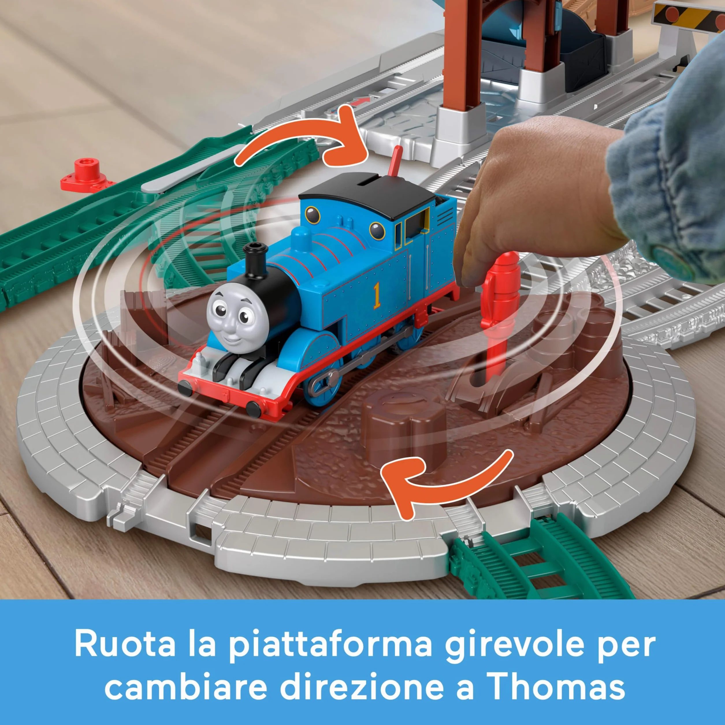 Thomas & Friends - Centro di Consegna Barili, set con locomotiva Thomas motorizzata a pile e vagone merci, pista lunga 5+ metri e barili inclusi, giocattolo per bambini, 3+ anni, JGY30