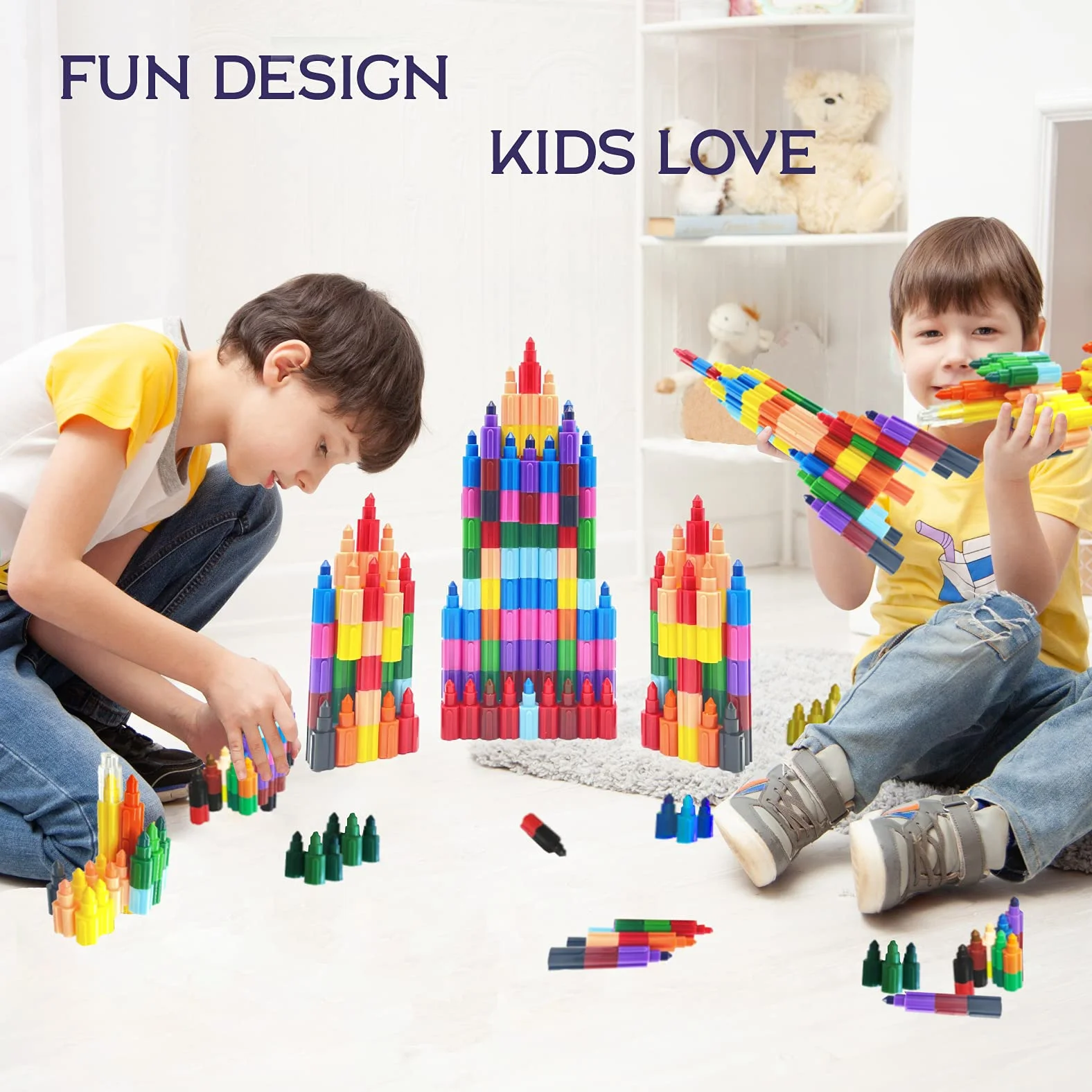 ICEPAPA, 10 PCS Pastelli per Bambini impilabili, Pastelli a cera 12 colori assemblabili e deformabili, ideali come cancelleria creativa o gadget compleanno bambini