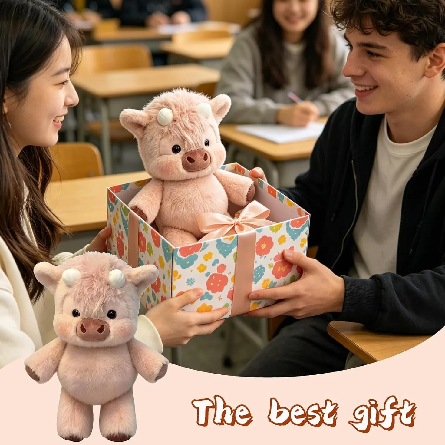 Peluche Che Corre, 45CM Pupazzo Che Corre Mucca, Peluche Miglior Regalo per Bambini e Coppie (B)