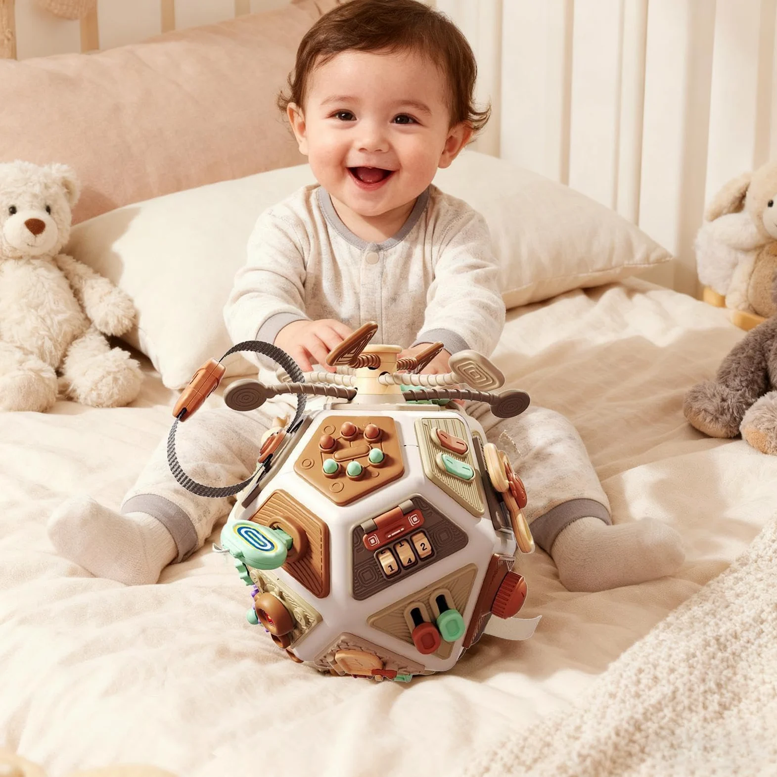 Generisch Giocattoli educativi a forma di cubo occupato, materiale ABS TPE PP | Motore fine | Giocattolo per abilità, giocattolo sensoriale da viaggio, cubo di attività di apprendimento, per bambini dai 6 mesi in su