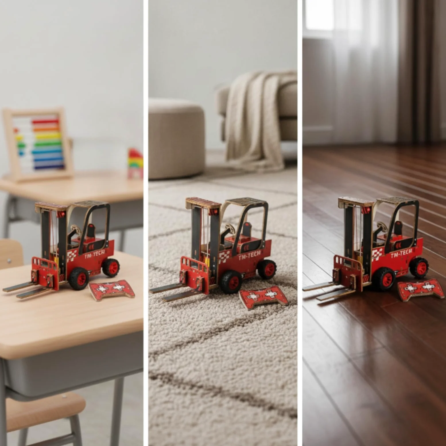 Carrello Telecomandato Kit Modello Fai da Te Giocattolo Educativo Mezzo di Sollevamento Mini Gru Legno Plastica Montaggio Manuale Esperienza