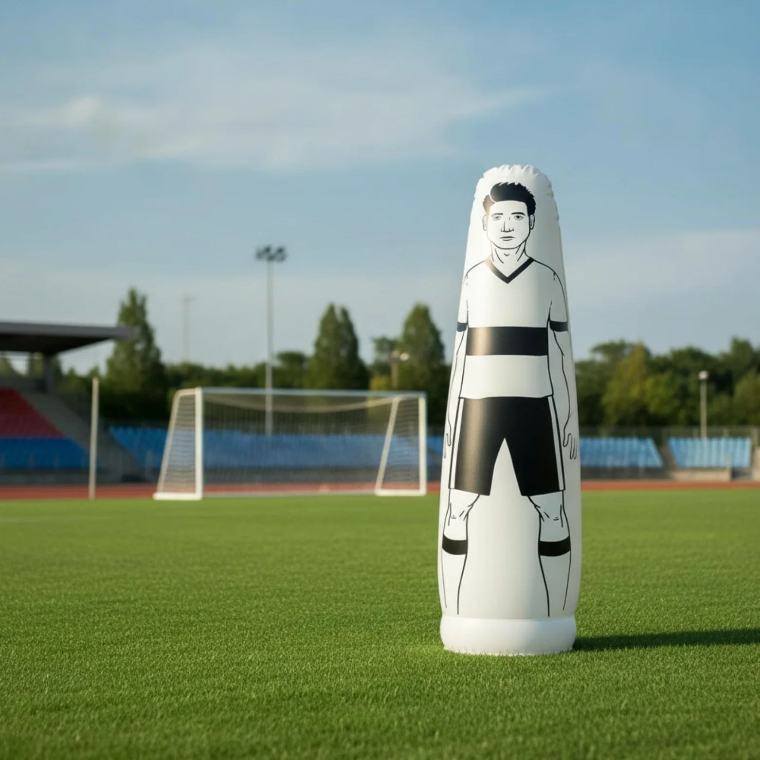 Qianly Manichino Gonfiabile da Calcio Portatile Profilo da Allenamento Salvaspazio Ostacolo per Giardino