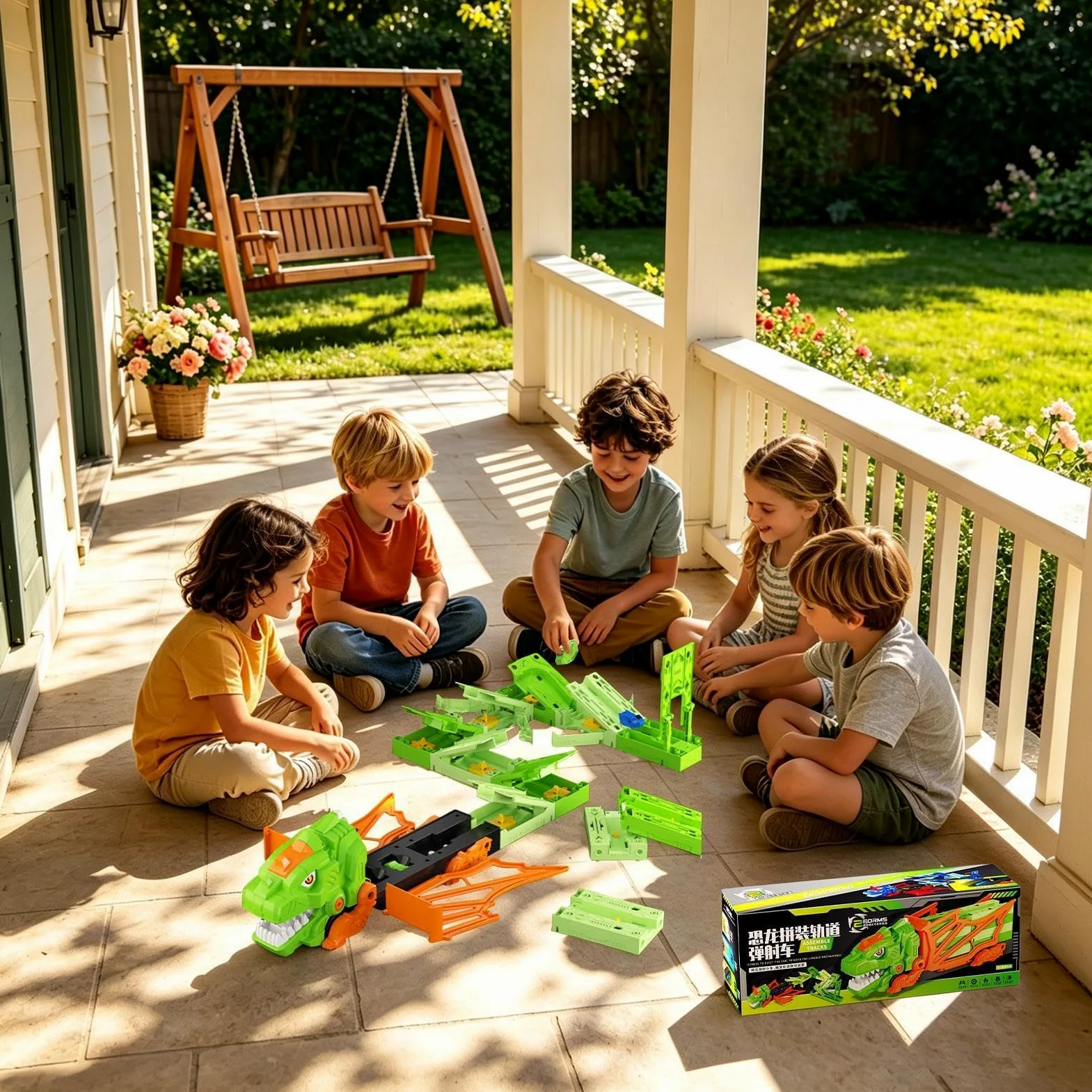 Generico Pista Auto Dinosauri Da Corsa Interattivo Flessibile DIY Educativo | Pista Da Corsa Dinosauri Giocattolo Per Bambini E Bambine Interno Esterno Prescuola Asilo Viaggio Compleanno