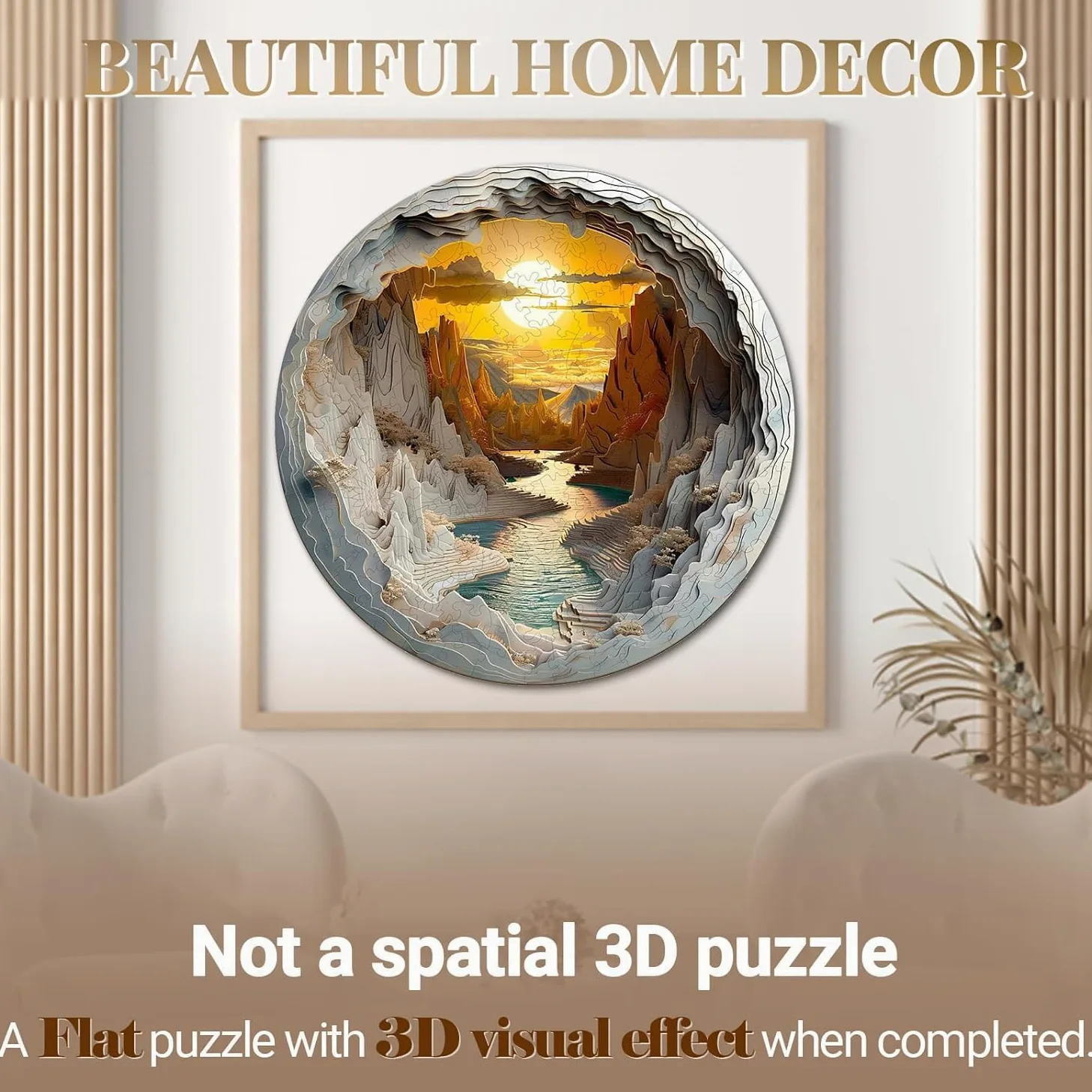 Puzzle in legno per adulti, effetto visione 3D, forma unica all'interno della grotta, puzzle in legno per adulti, puzzle in legno, sfida, puzzle in legno (L-34 x 34 cm, 300 pezzi)