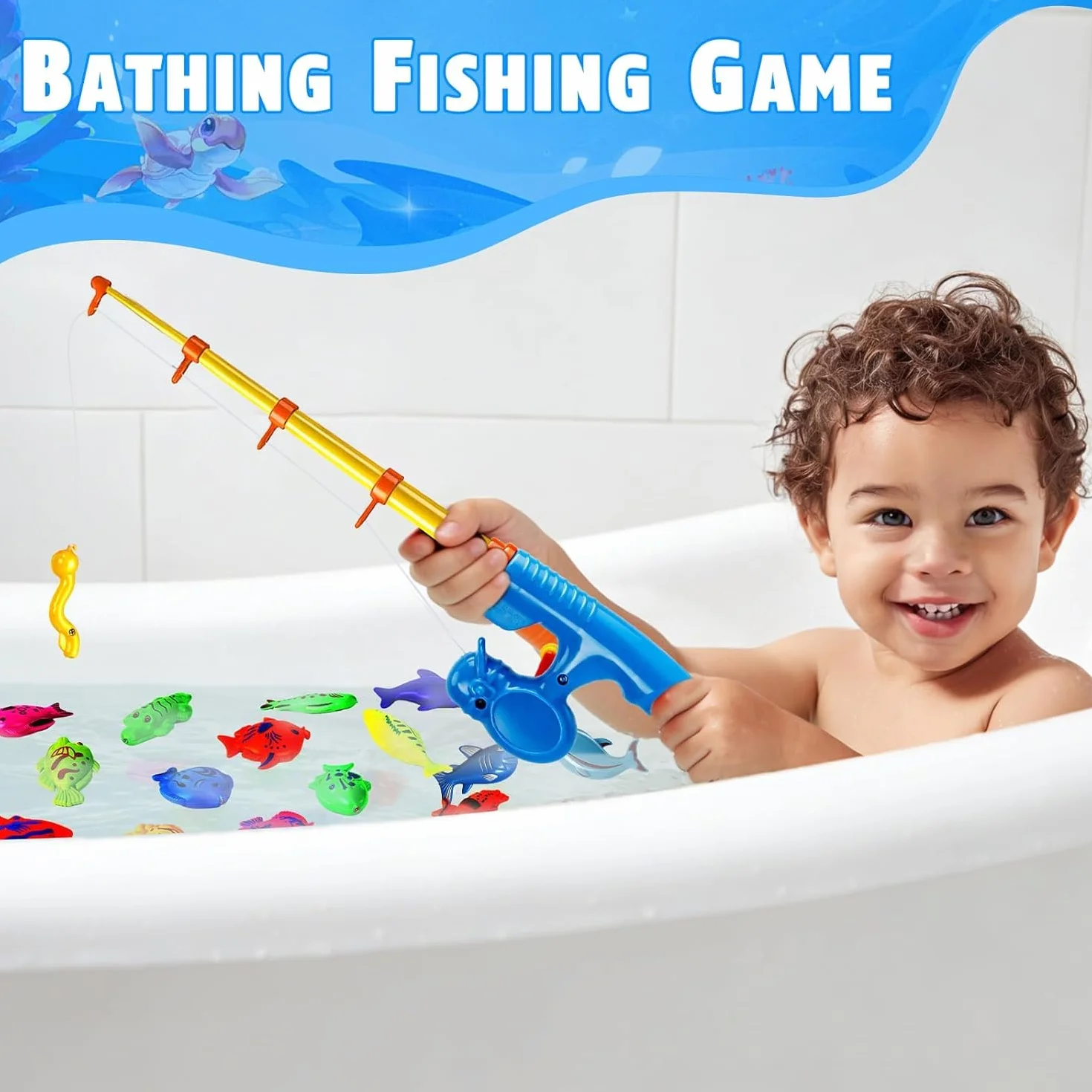 Gioco di Pesca Magnetico per Bambini 3 4 5 Anni - 30 Pezzi Giocattoli da Bagnetto e Piscina - Set Pesca con 2 Canne da Pesca e Custodia - Regalo Estivo per Mare, Giardino e Spiaggia