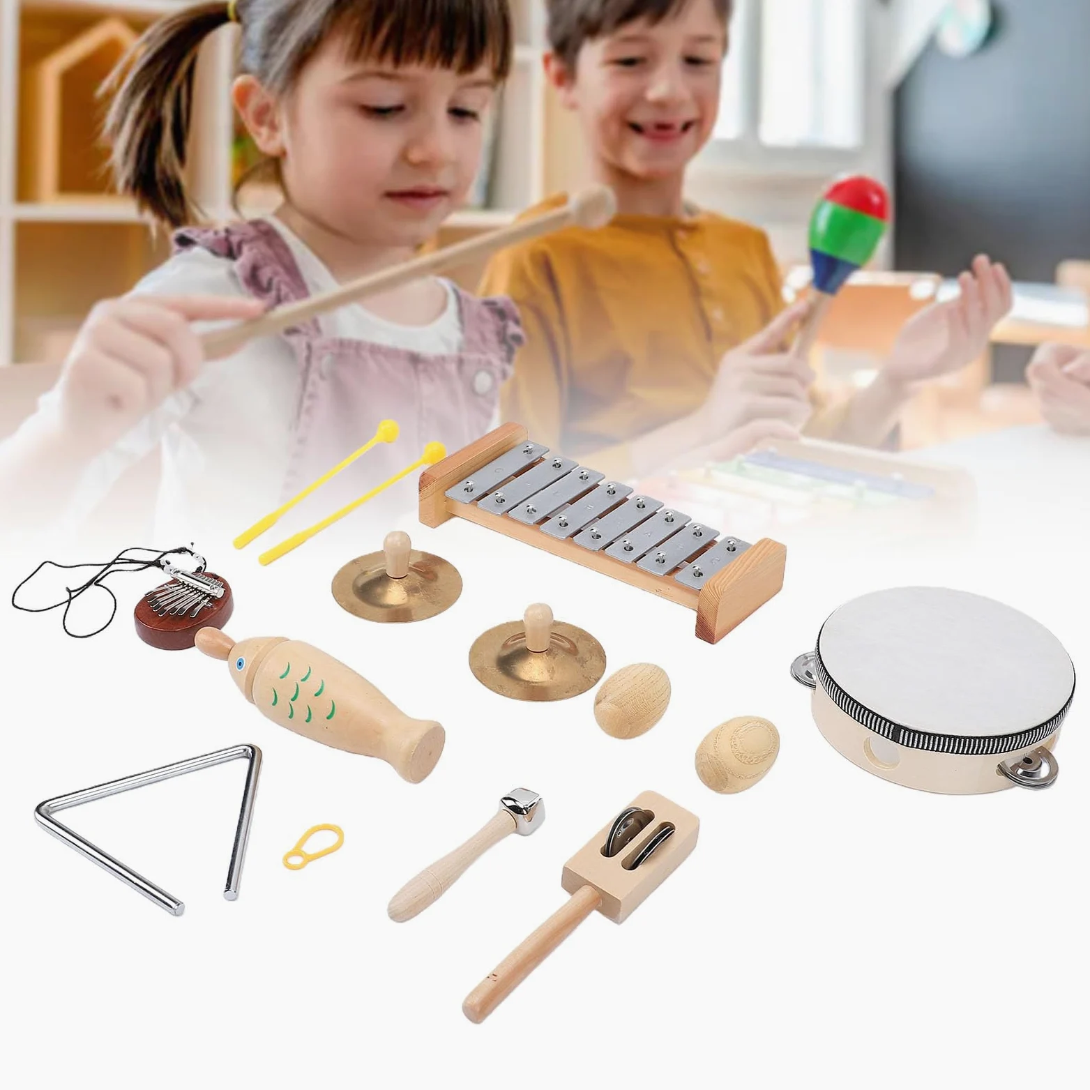 Topiky Kit di Percussioni per Bambini Set di Giocattoli Musicali per L'educazione Musicale Antica e il Tempo per Creare Legami