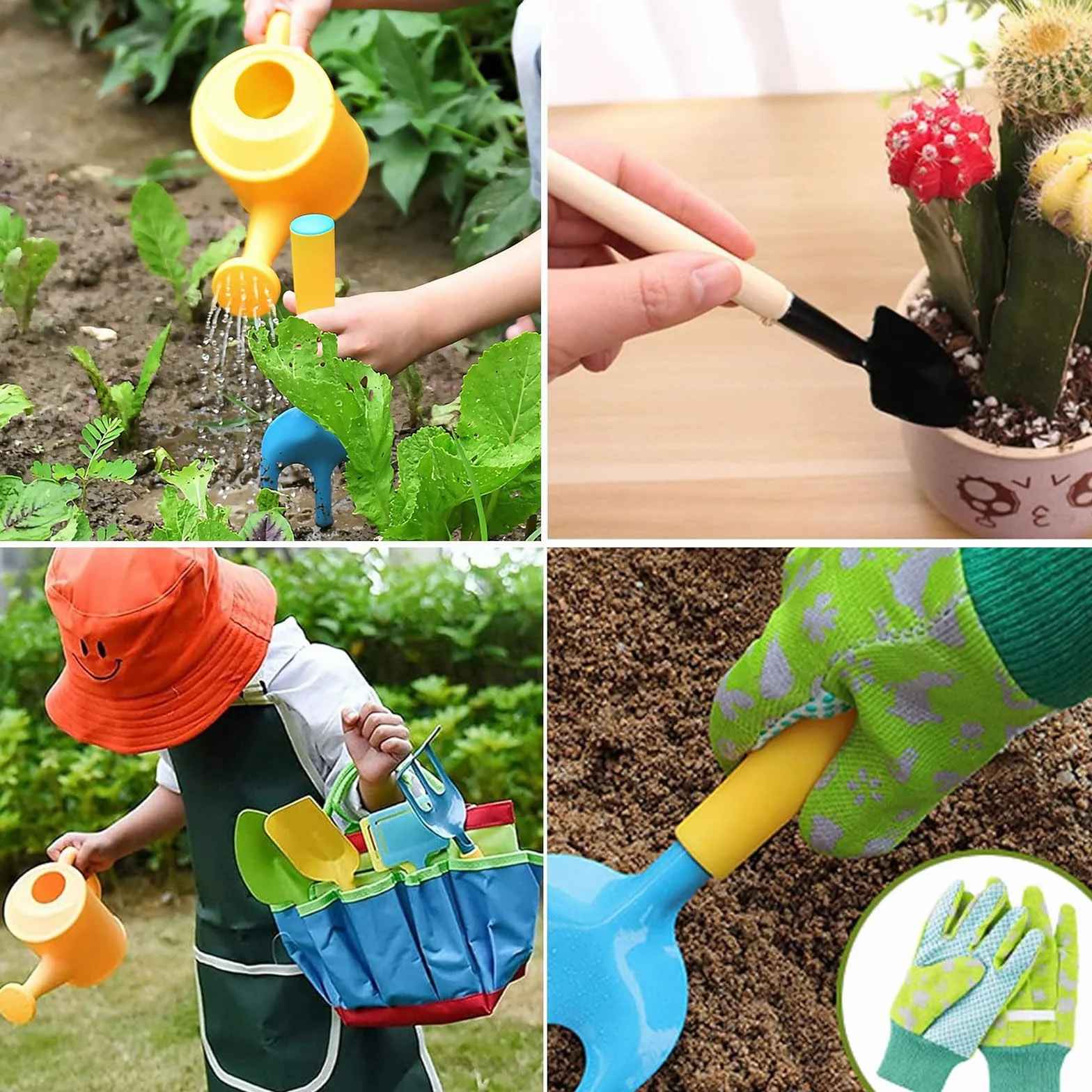 Set di attrezzi da giardinaggio per bambini, 23 attrezzi da giardinaggio, guanti da giardino per bambini, giocattoli per bambini con annaffiatoio pala rastrello, vanga, grembiule, giocattolo da