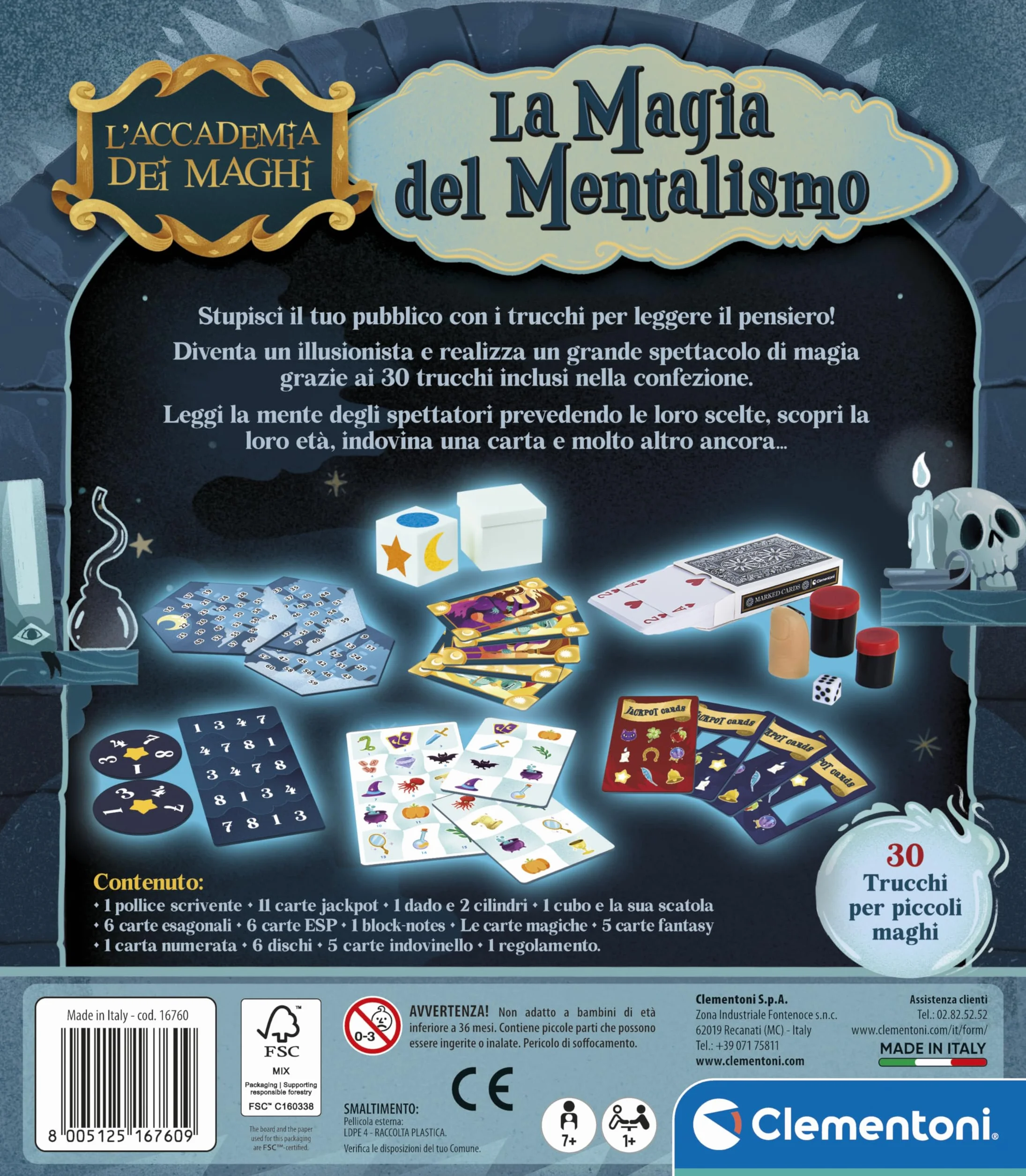 Clementoni La Magia del Mentalismo 30 Trucchi per Piccoli Maghi Giochi di Magia Bambini +7 Anni Made in Italy