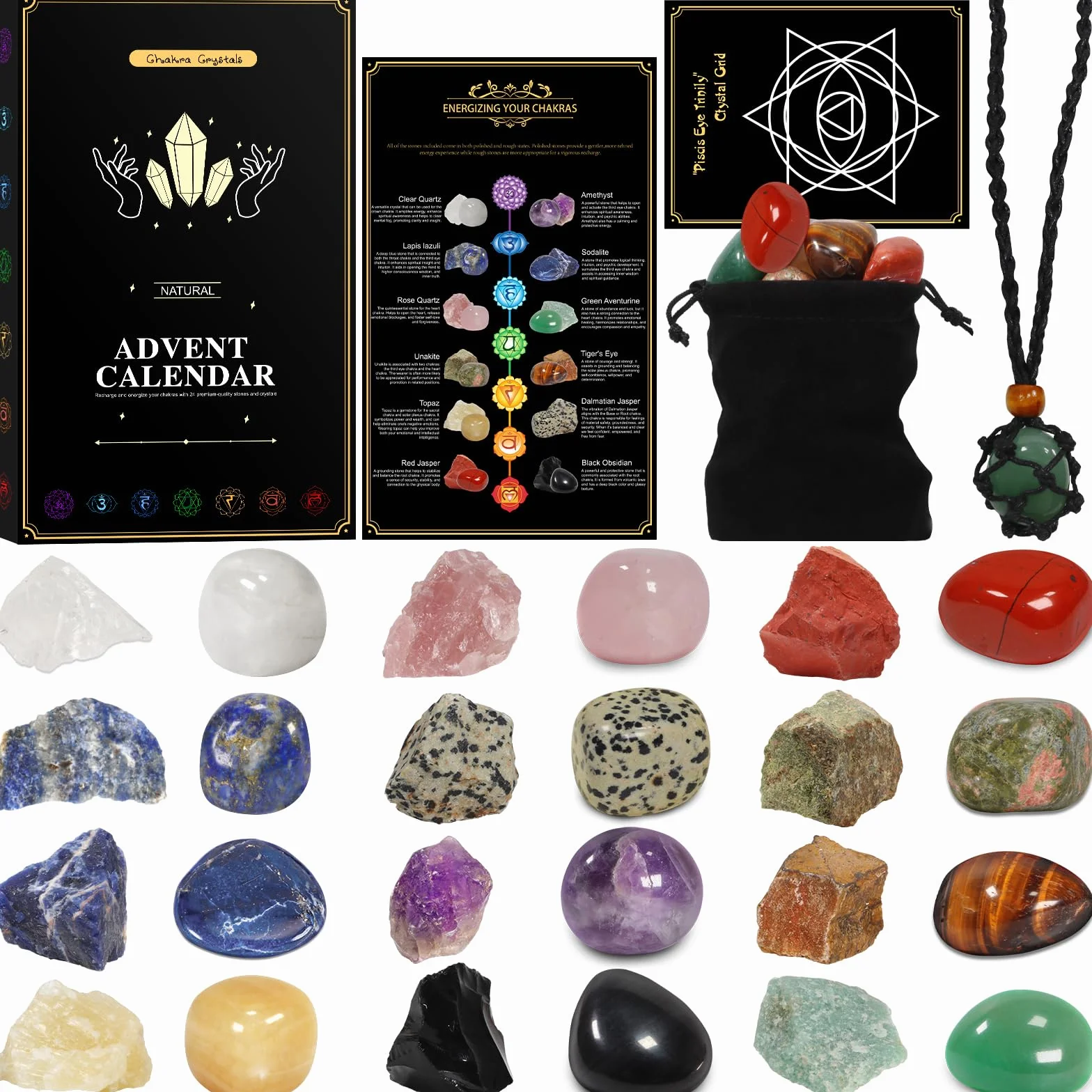 Calendario Avvento 2026 Adulti Pietre e Cristalli Regalo di Natale per Uomo Donna 25PCS