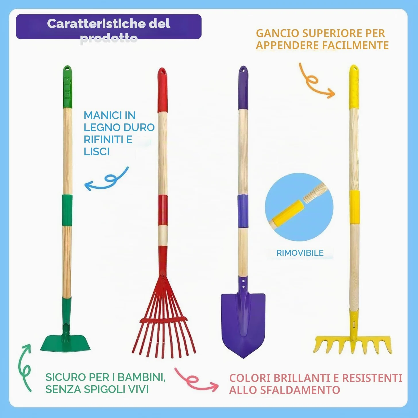 LATERN Set di Attrezzi da Giardinaggio per Bambini, 70CM Carriola con 70CM Metallo Pala Rastrello Zappa Foglie Rastrello 20CM Pala Rastrello Guanti per Esterni Giardino Cortile Prato Scavare Giocare