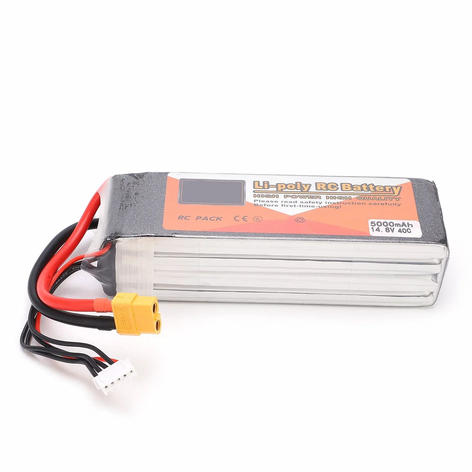 Batteria LiPo da 14,8 V 5000 MAh 40C 4S XT60 per Accessori Quadricottero RC FPV Racing Drone, Soluzione Energetica Ad Alte Prestazioni