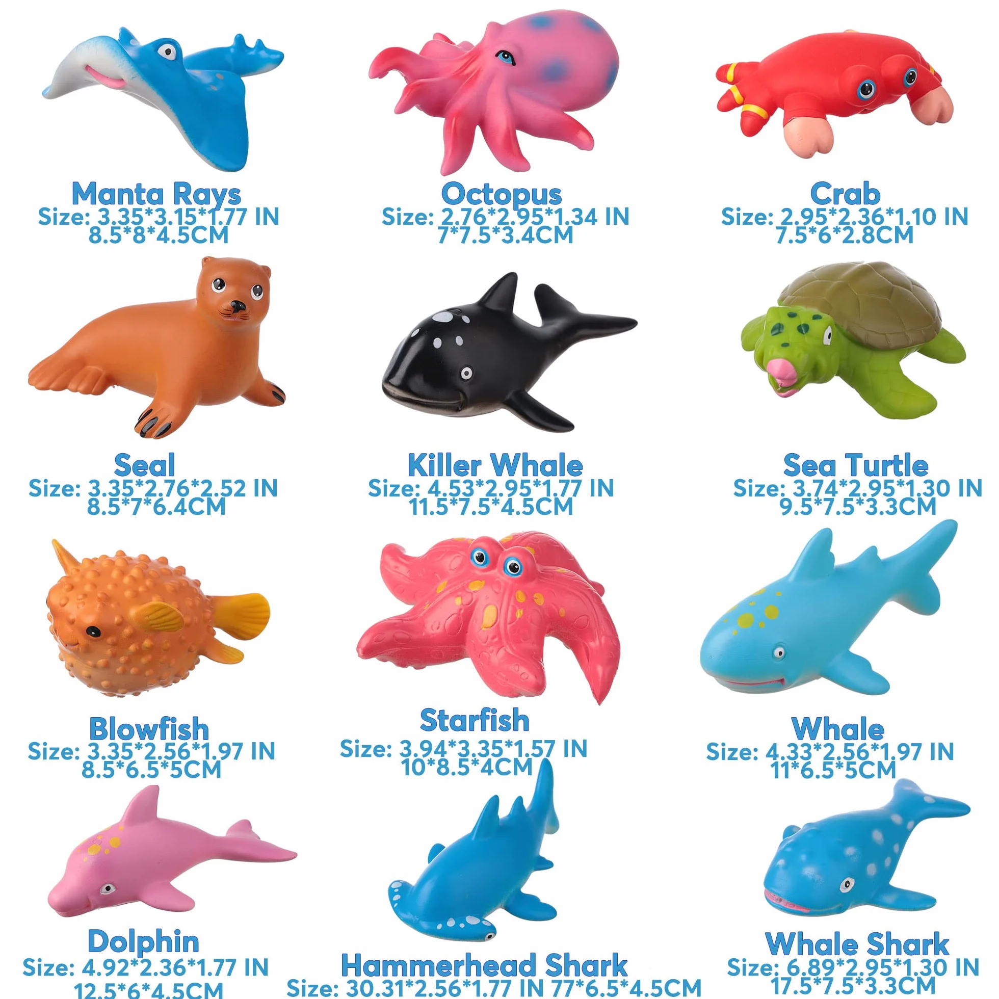 Giocattoli da Bagno Senza Foro per Bambini, 12 Pezzi Senza Muffa Baby Ocean Sea Animal Vasca da Bagno Piscina Giocattoli per Ragazzi Ragazze