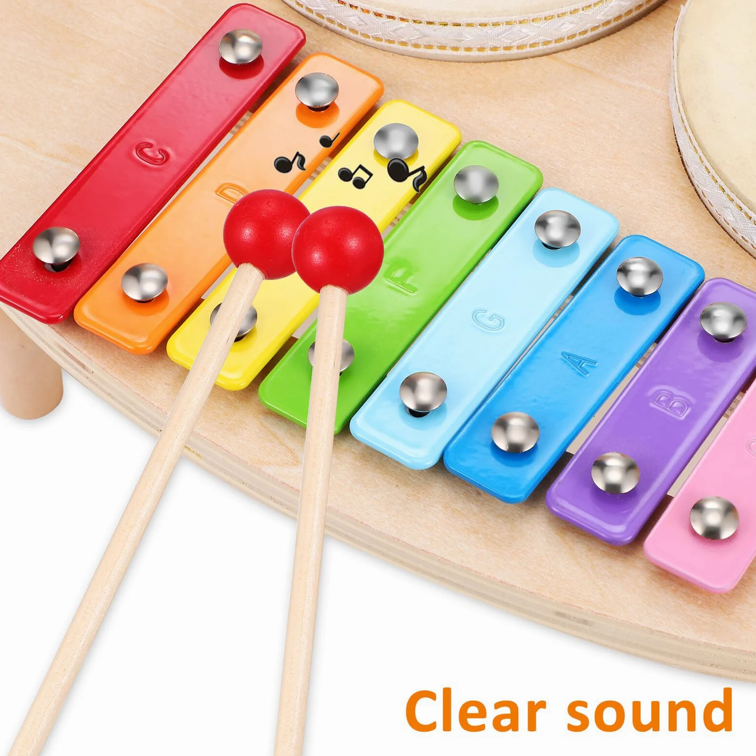 Xilofono in Legno Mini per Ragazzo Ragazza, Strumento Musicale Colorato | Tamburi e Percussioni, Suono Chiaro ed Effetti Ricchi, Regalo Musicale