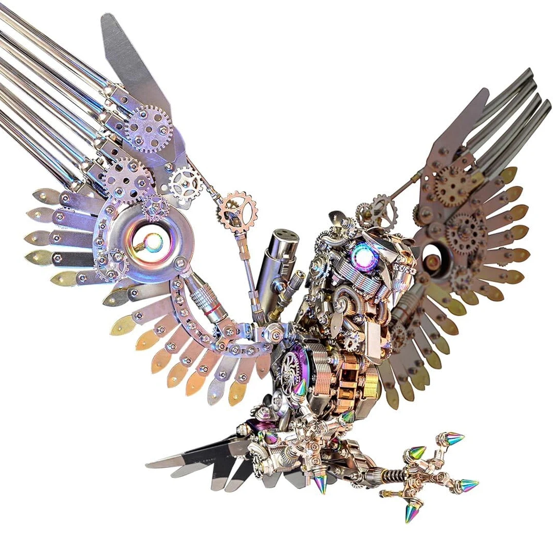 ZYX021 - Puzzle in metallo 3D per adulti, Steampunk Gyrfalcon fai da te, 1800 pezzi, modello meccanico a forma di uccello con LED creativo, idea regalo
