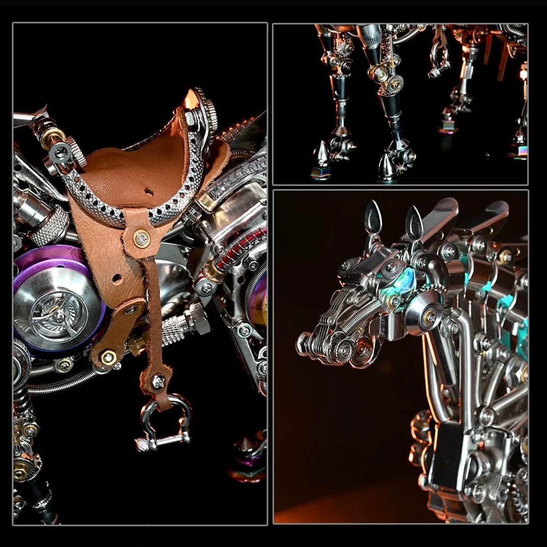Steampunk - Puzzle in metallo 3D per adulti, modello di cavallo meccanico con giunti mobili, puzzle meccanico 3D, scultura di cavallo per decorazione e regali, 1500 pezzi