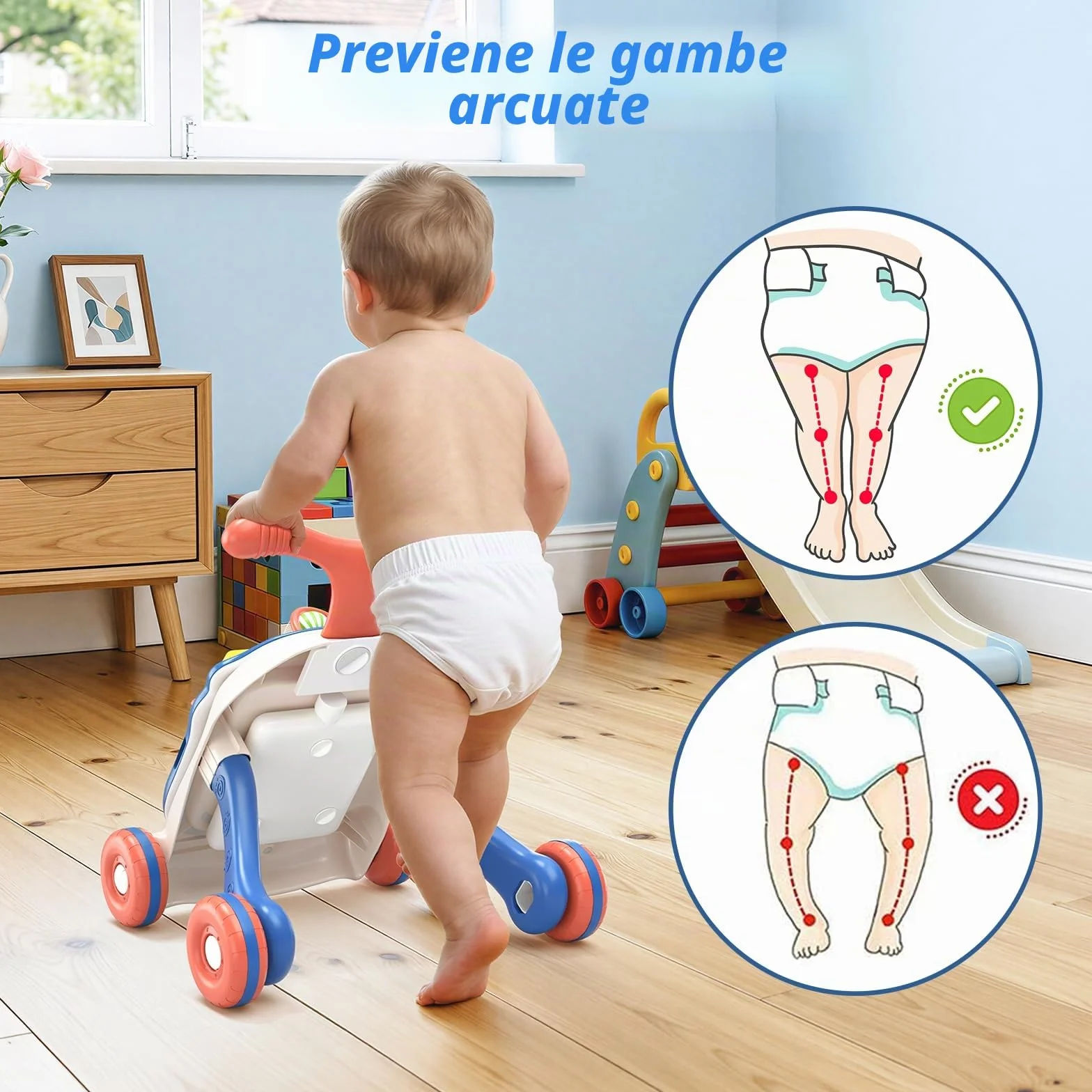 QDRAGON 3 in 1 Girello per Bambini, Centro Di Attività Educativa per Imparare a Camminare, Seduti, In Piedi, Neonato Gioco Educativo, Primi Passi per Bambini, Giochi Bambini 12-36 Mesi, Blu