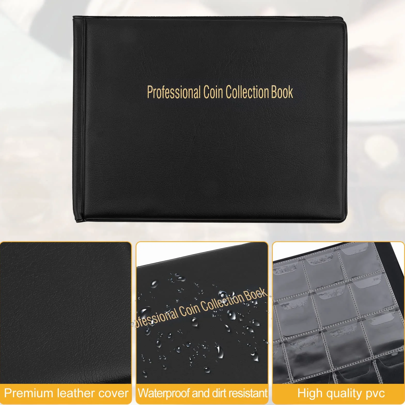 talifoca Album della Collezione di Monete, 240 Tasche Raccoglitore per Collezionisti, Raccolta Album Libro, Porta Monete - Nero
