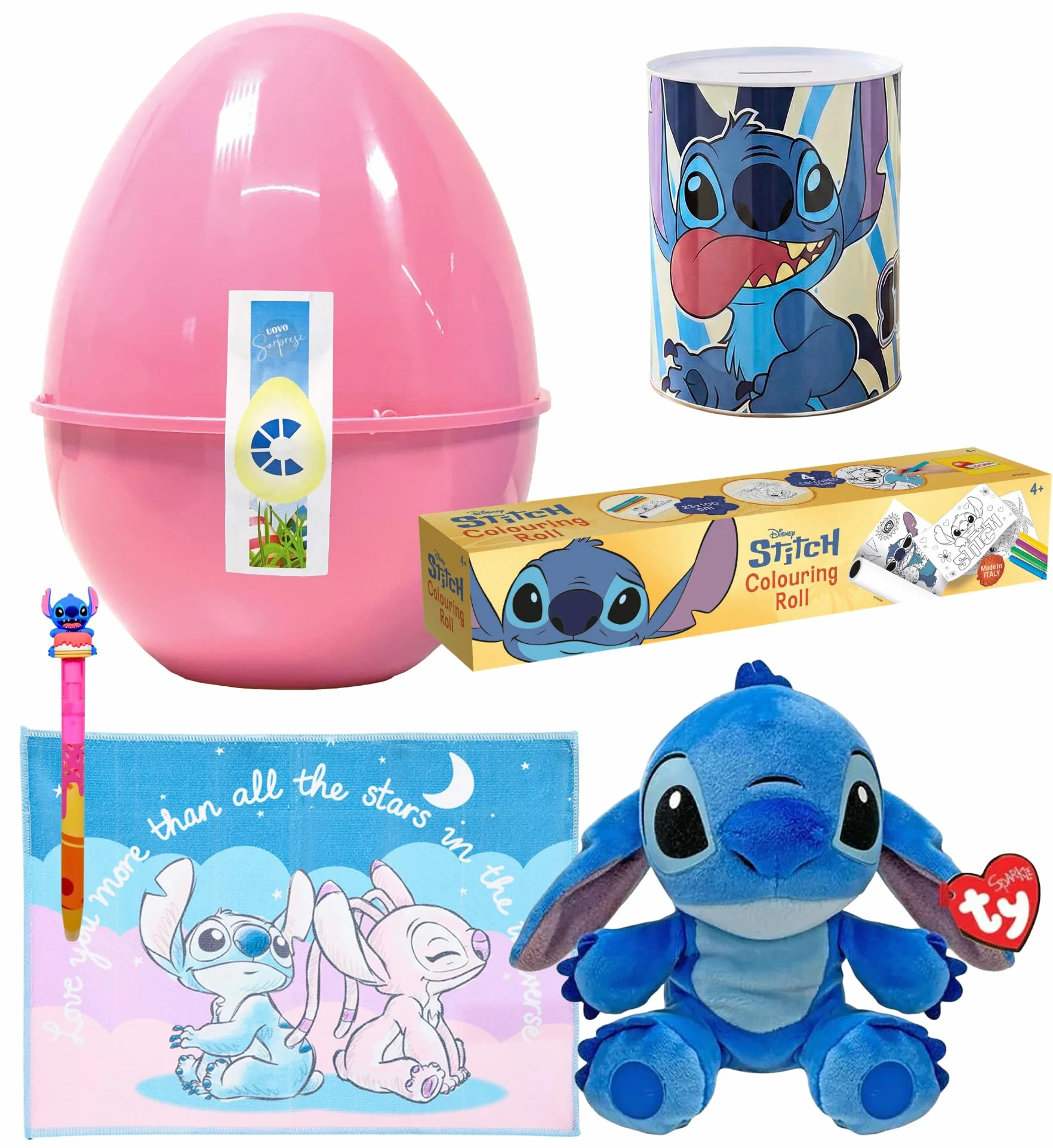 Uovo Di Pasqua Giocattoli Per Stitch Fan, Pasqualone, Guscio Con 5 Sorprese, Bambini, Multicolore