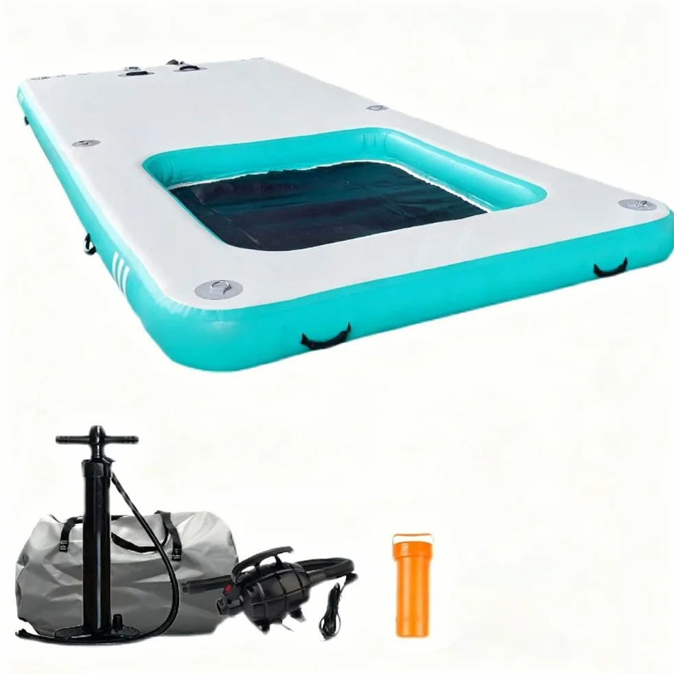 Piattaforma Galleggiante Gonfiabile, Materassino Prendisole per Lago, Piscina e Spiaggia, Zattera Galleggiante per 4-6 Persone Facile da gonfiare